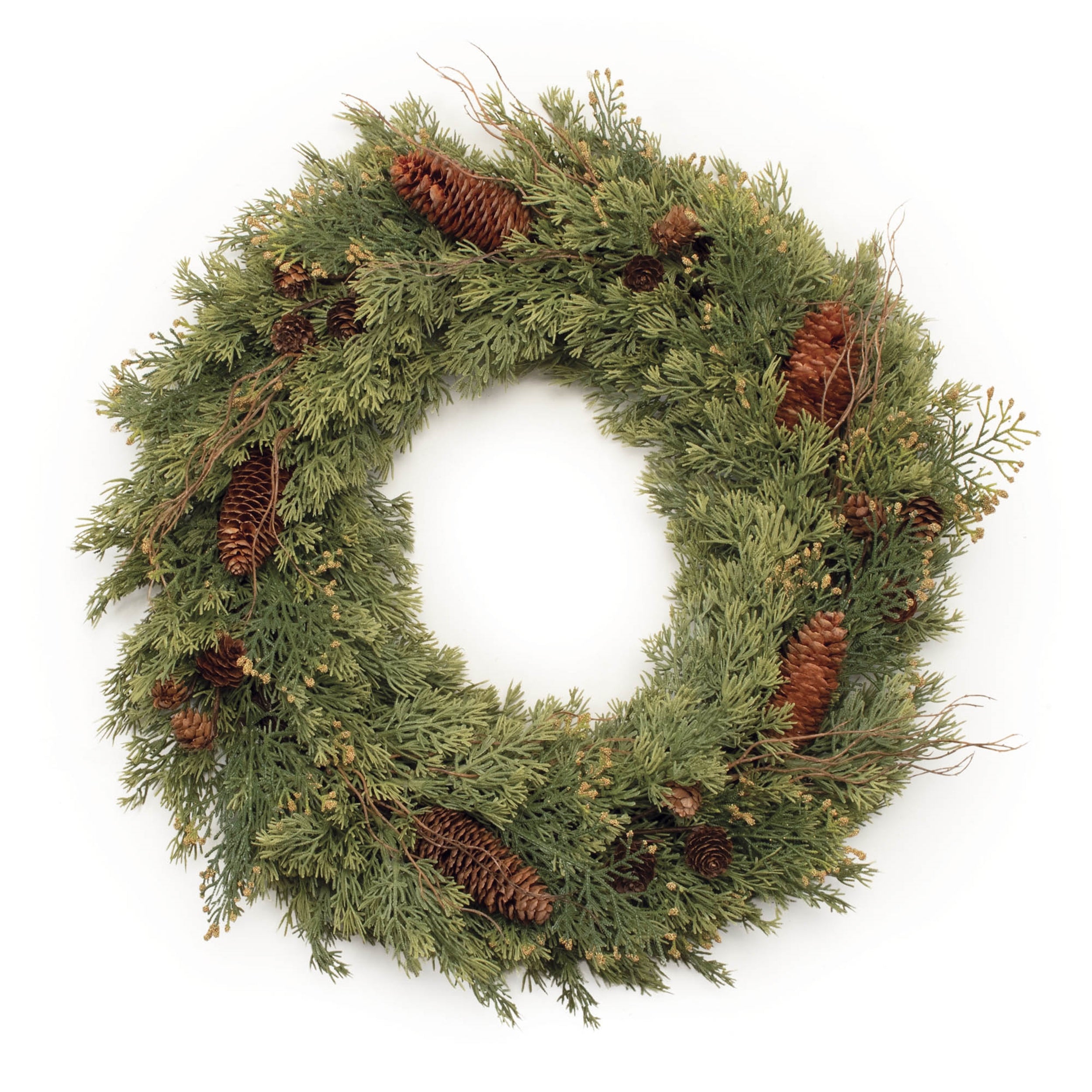 Pine Wreath 22"D Faux Floral Materials/Twig