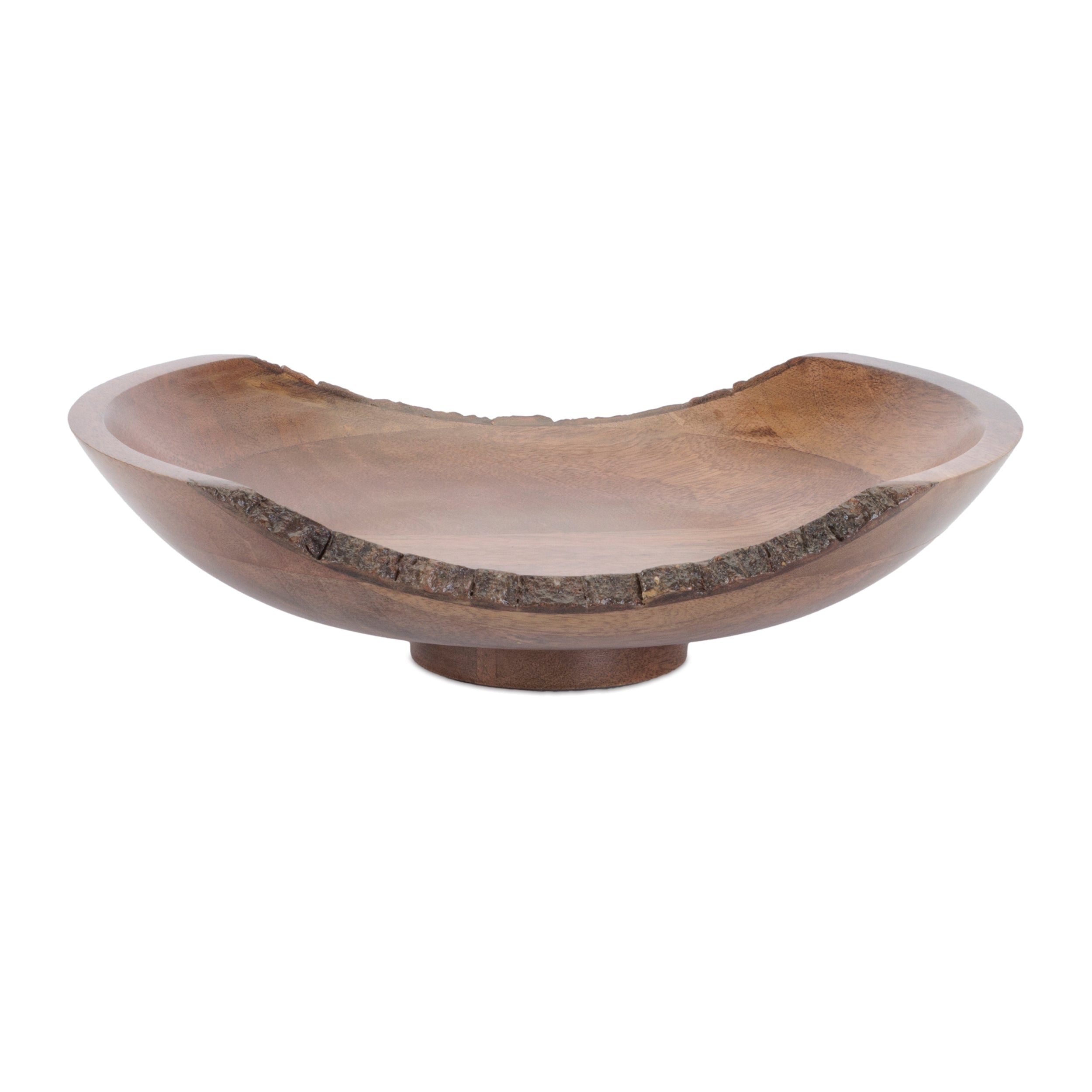 Pedestal Bowl 11.5"L x 3"H Wood
