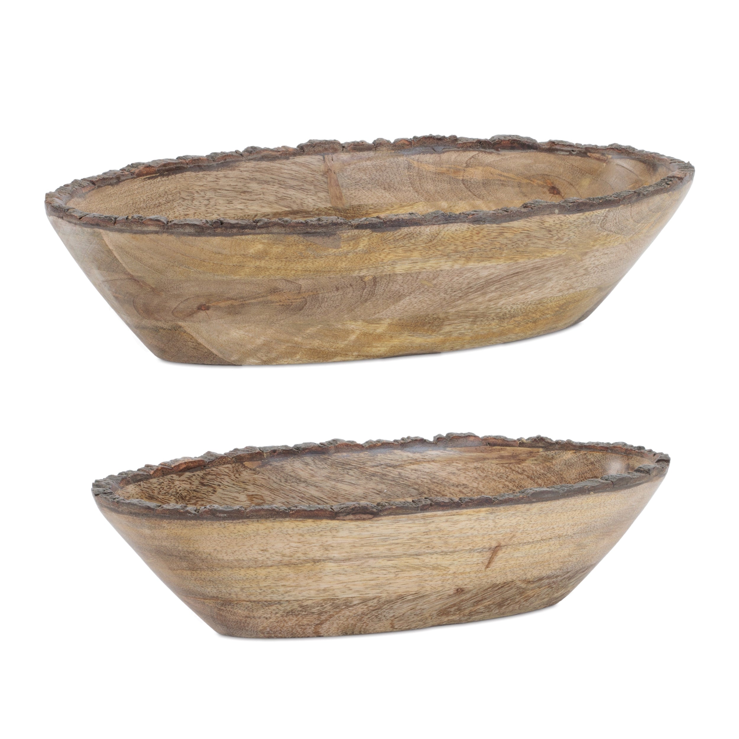 Bowl (Set of 2) 14"L x 3.25"H, 16"L x 3.75"H Wood