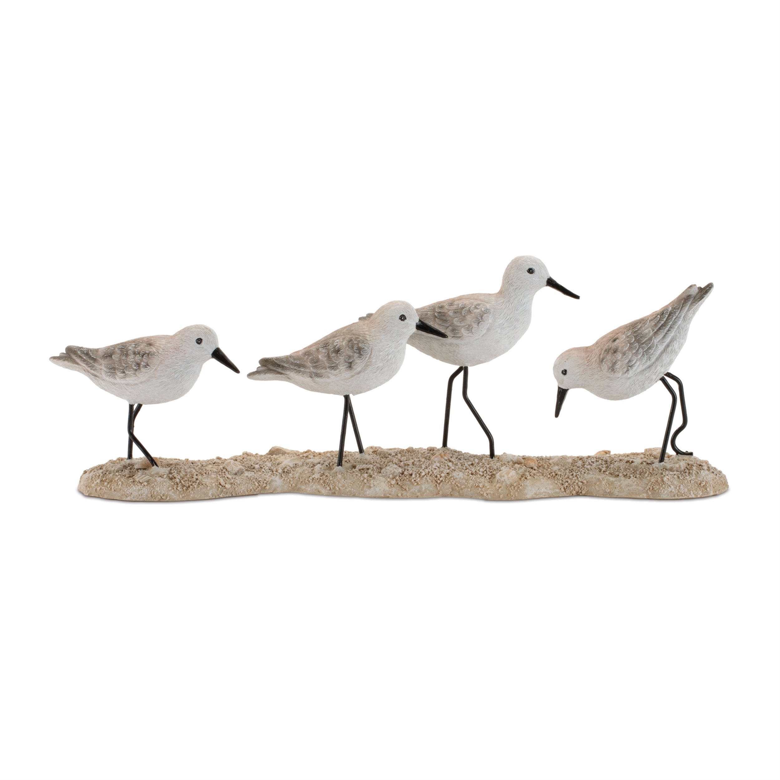 Sea Birds on Beach 12"L x 3.25"H Resin/Metal