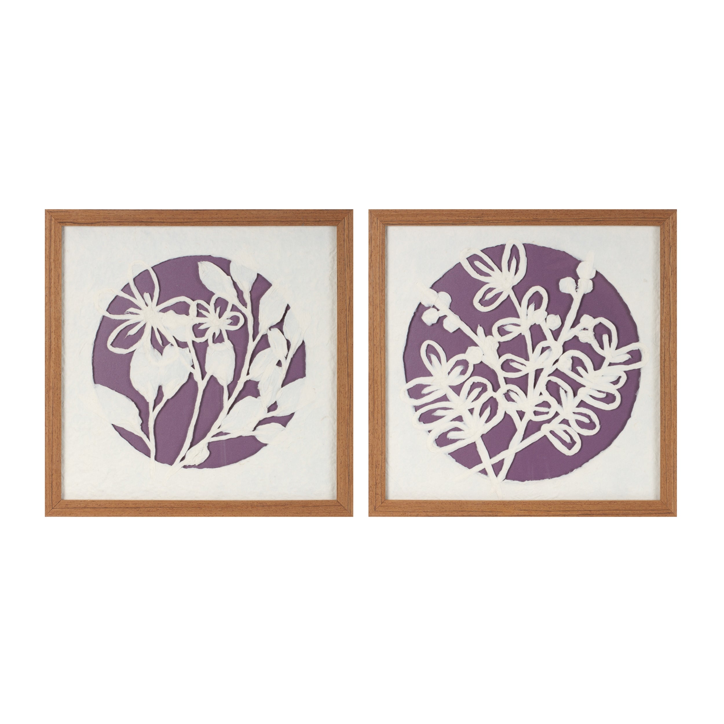 Framed Floral Wall Décor (2 Asst) 14”SQ Paper/Wood/Glass
