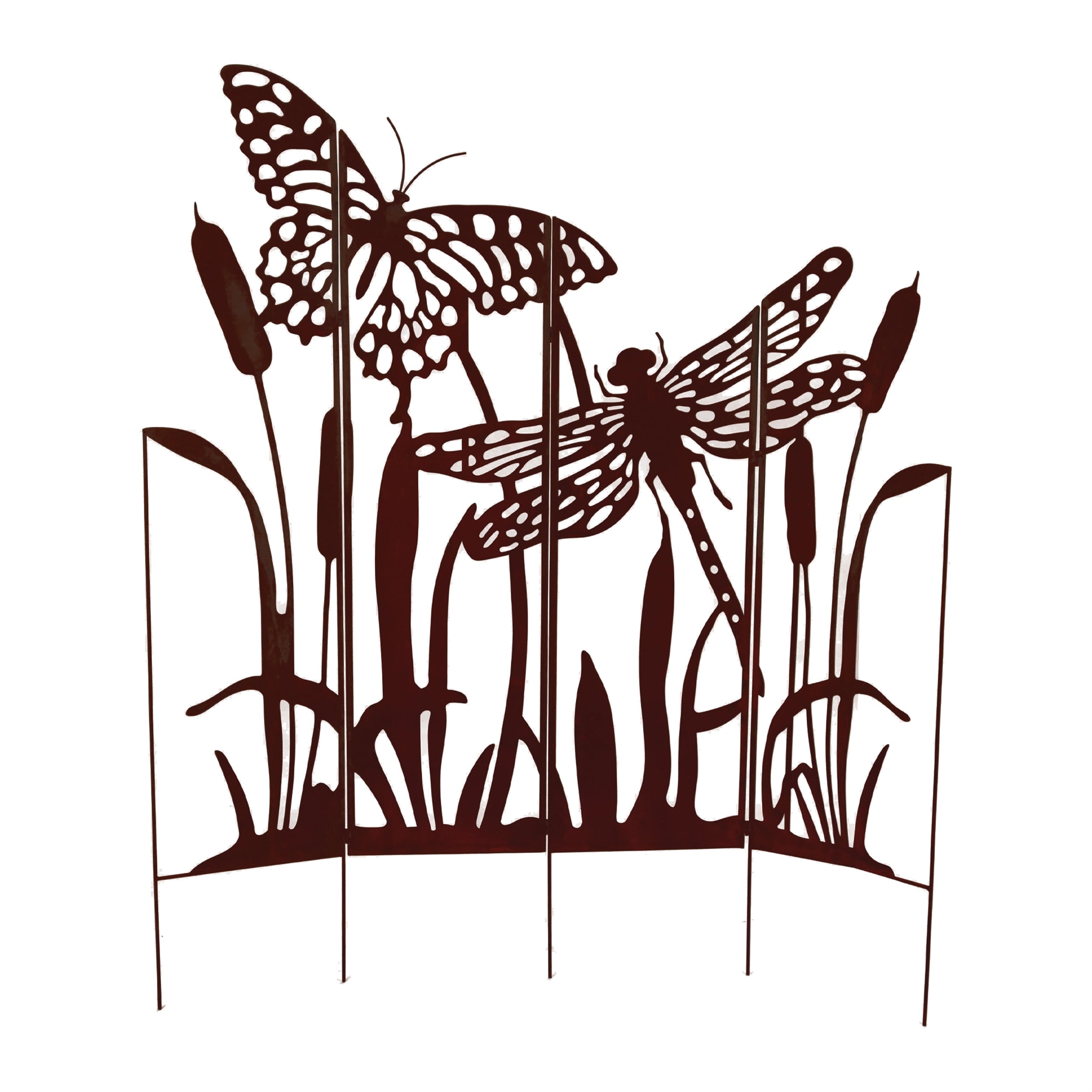 Butterfly & Dragonfly in Cattails Trellis 31.5"L x 47.5"H Iron