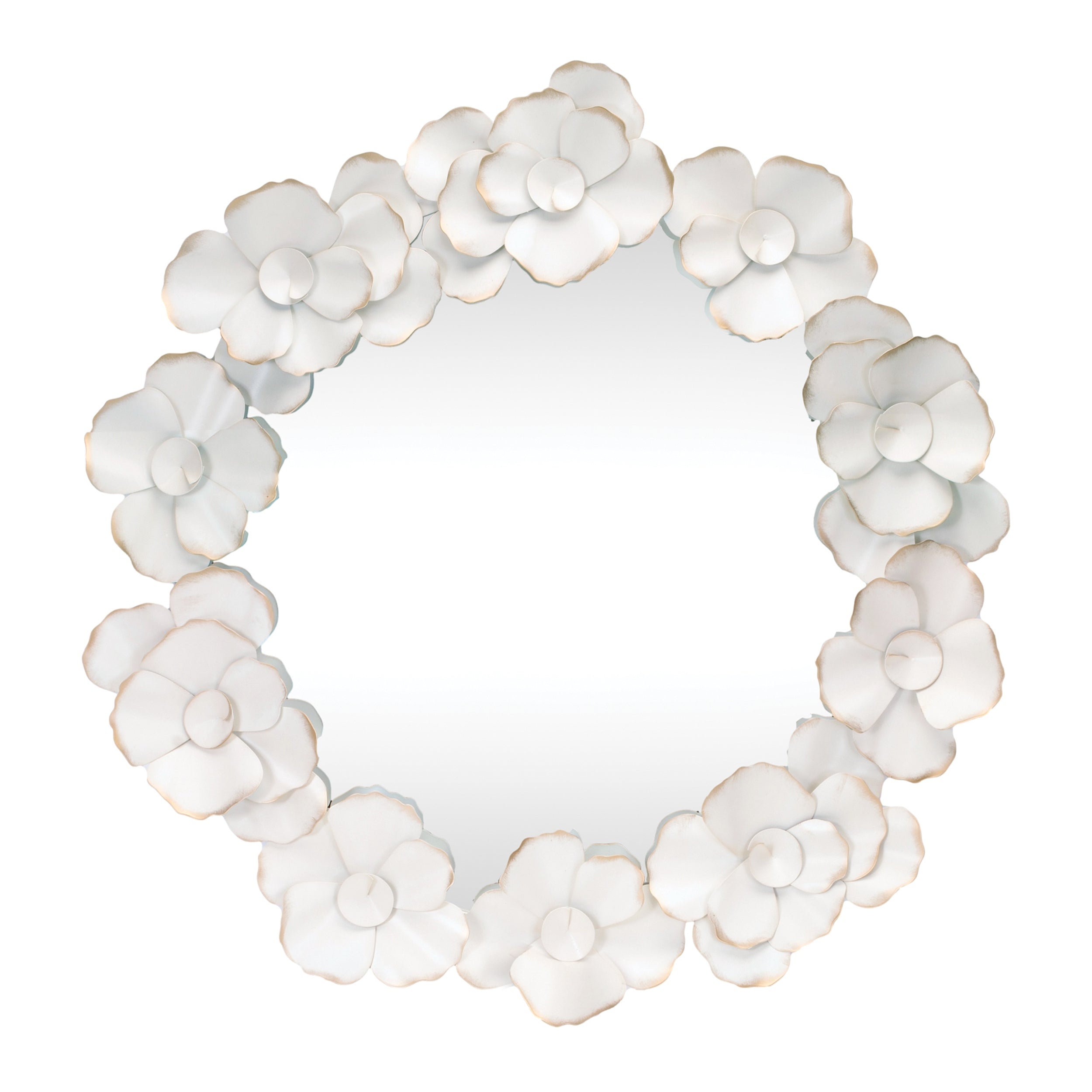 Floral Wall Mirror 32”D Metal/Glass