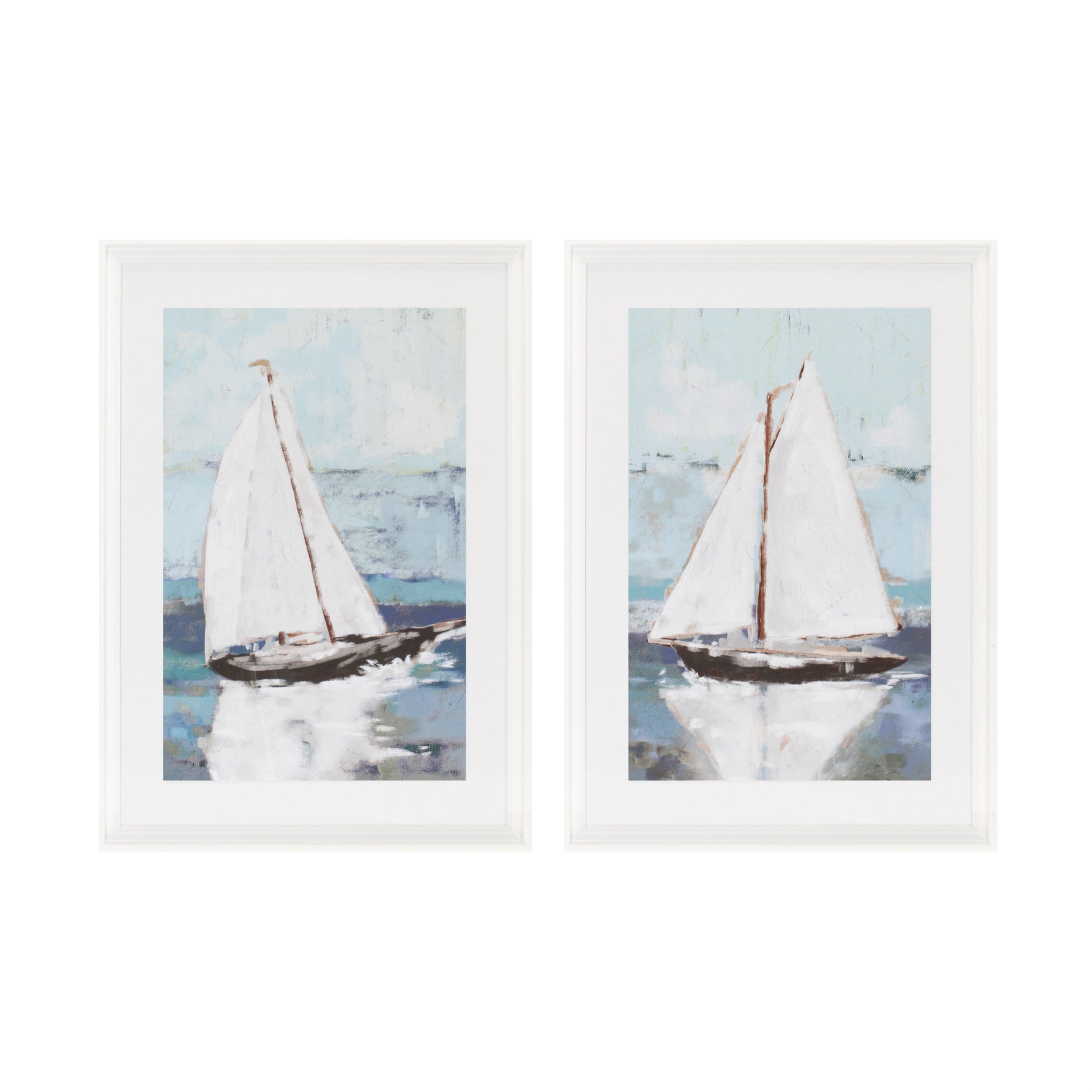 Framed Sail Boat Print (2 Asst) 19.5" x 27.5"H Wood/Wood