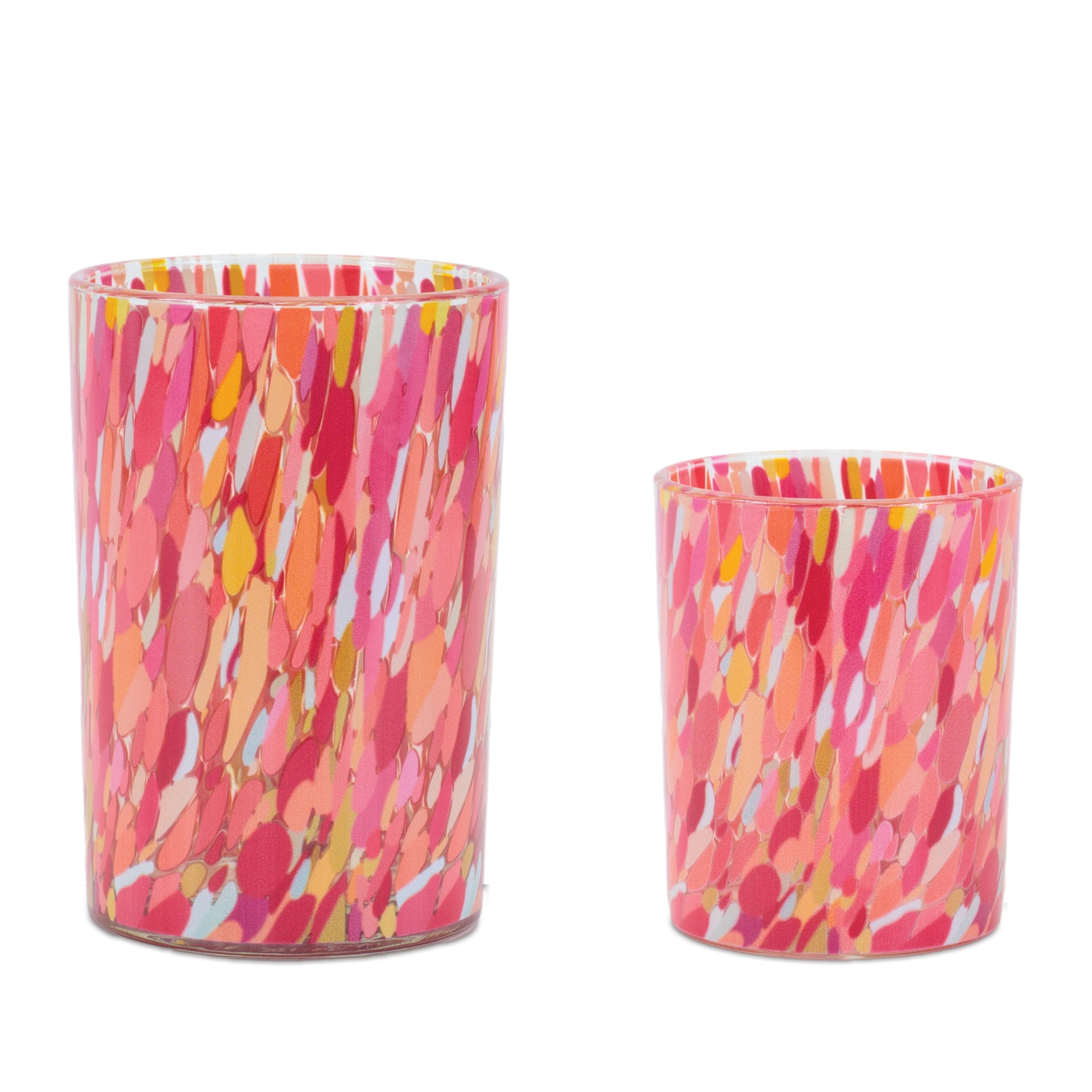Candle Holder (Set of 2) 3.75"D x 5"H, 4.5"D x 7"H Glass