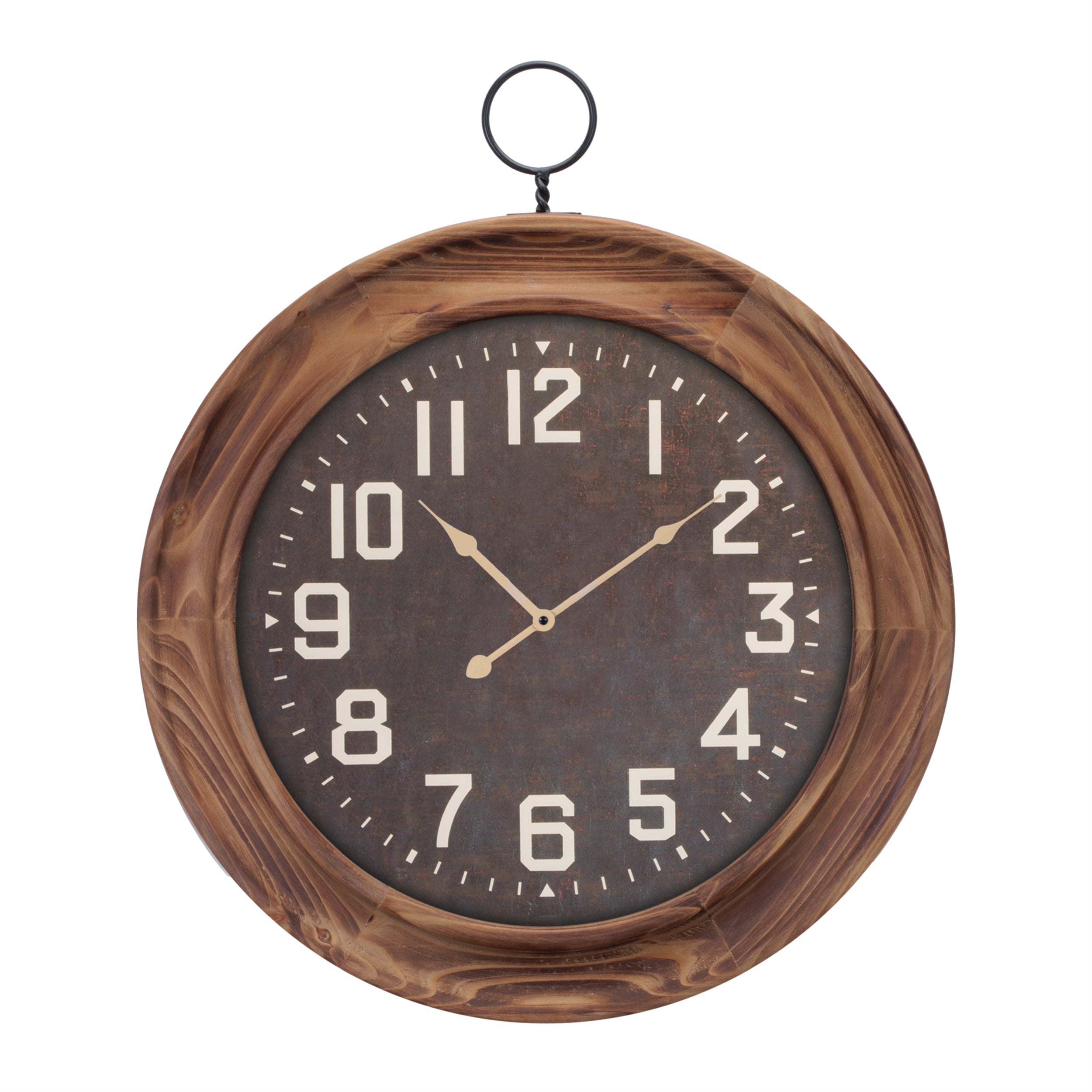 Wall Clock 24”D Wood/Glass 1 AA Battery Not Included