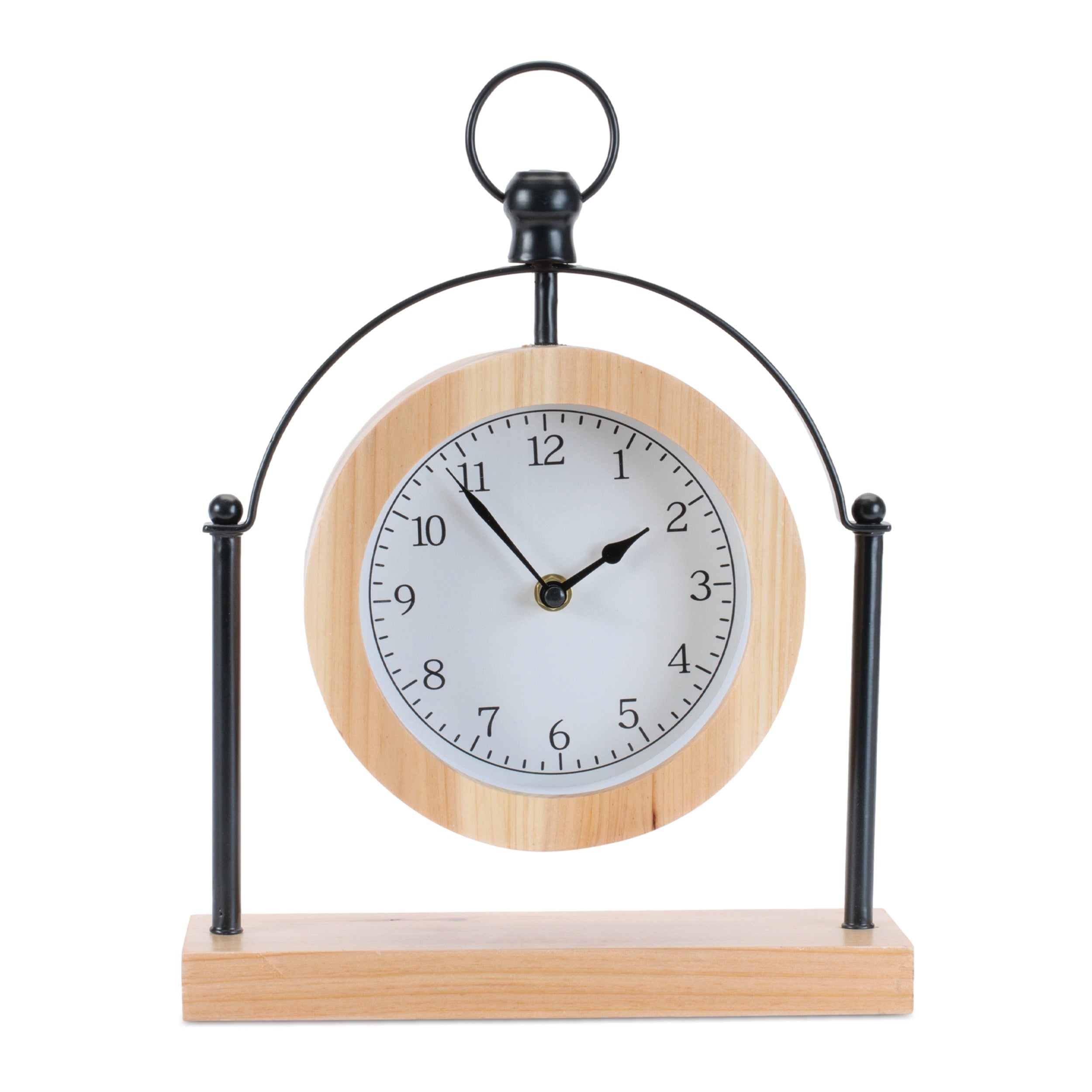 Table Clock 10"L x 13.5"H Wood/Iron