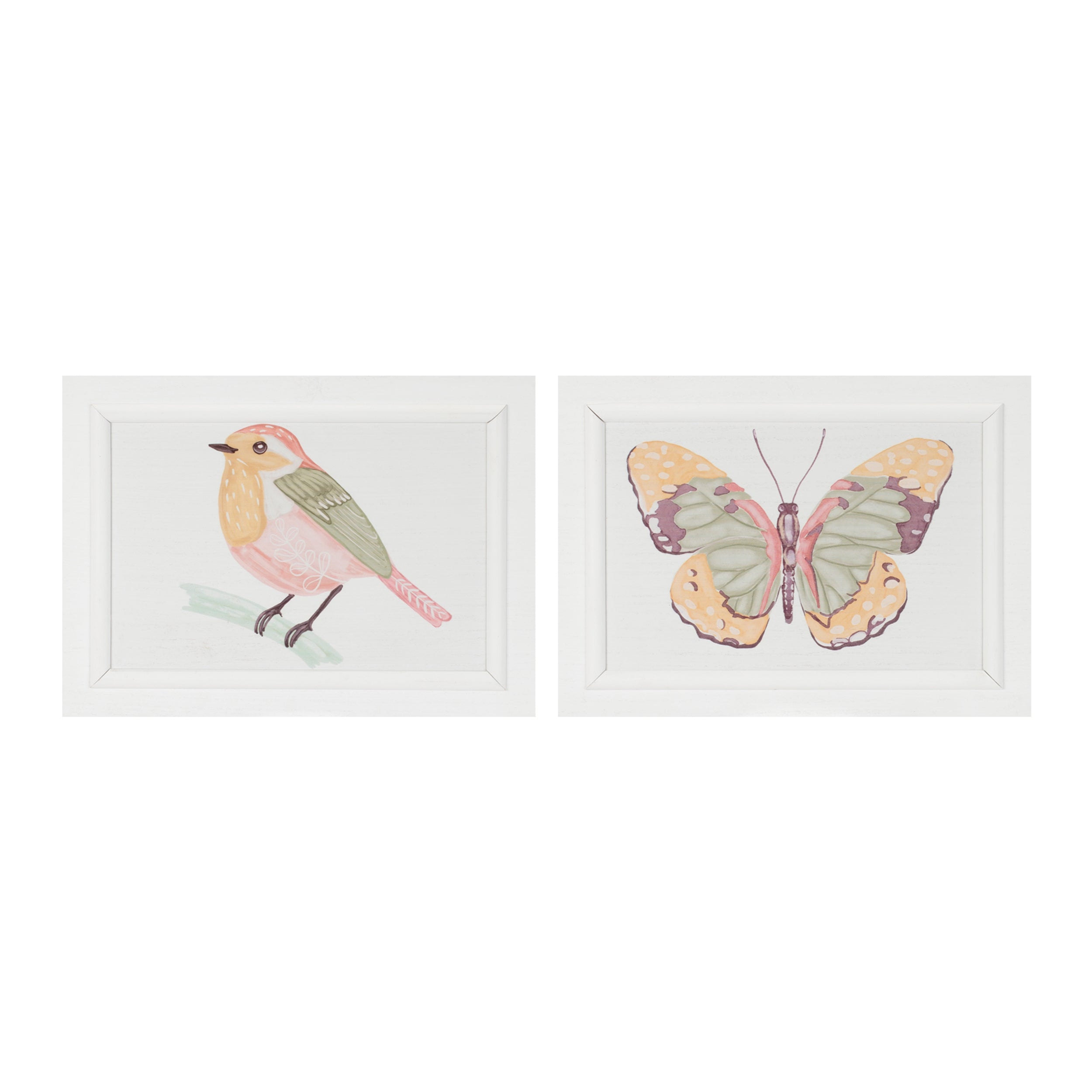 Bird and Butterfly Plaque (2 Asst) 11.5"L x 8.5"H Wood