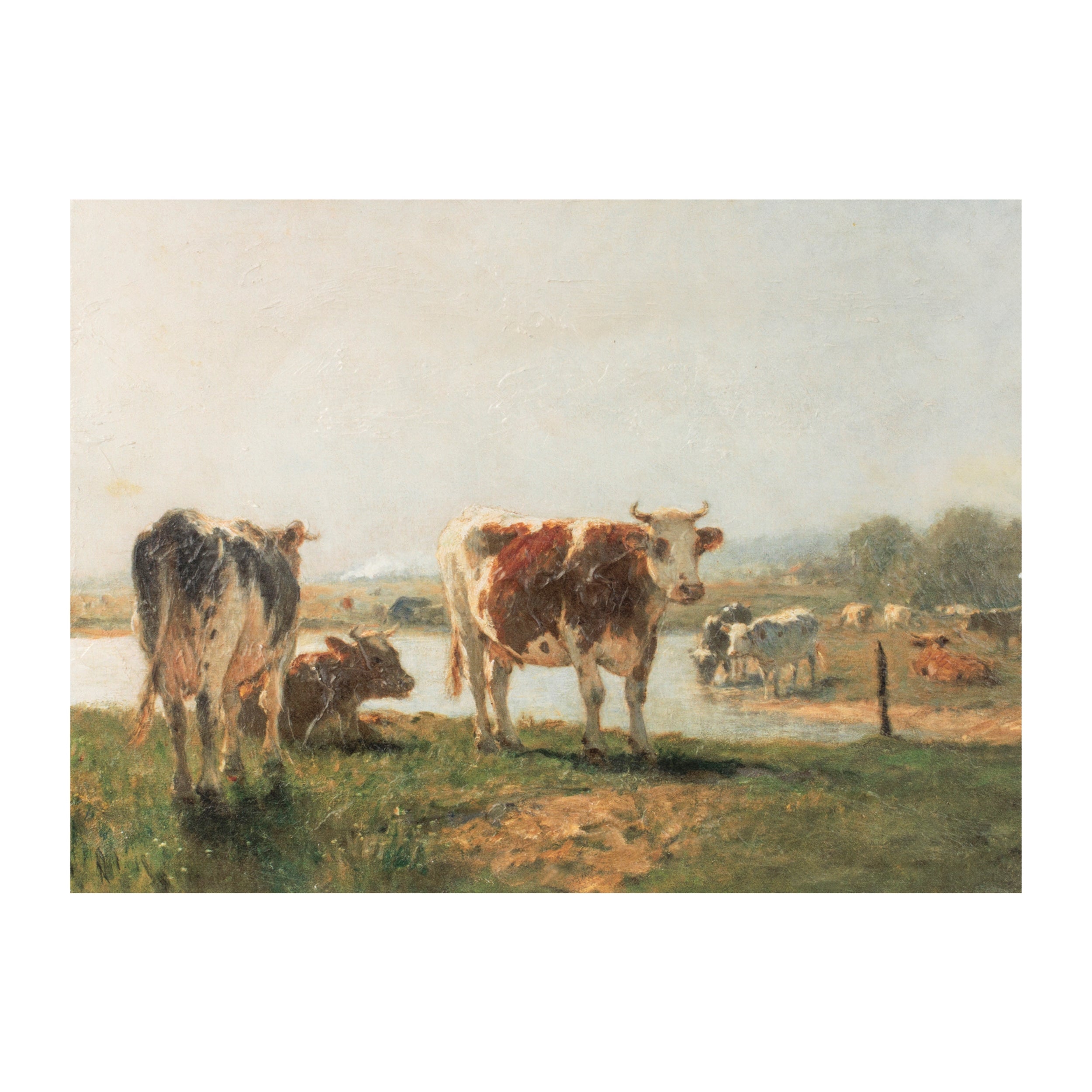 Cattle Print 15.75"L x 11.75"H Wood/Wood
