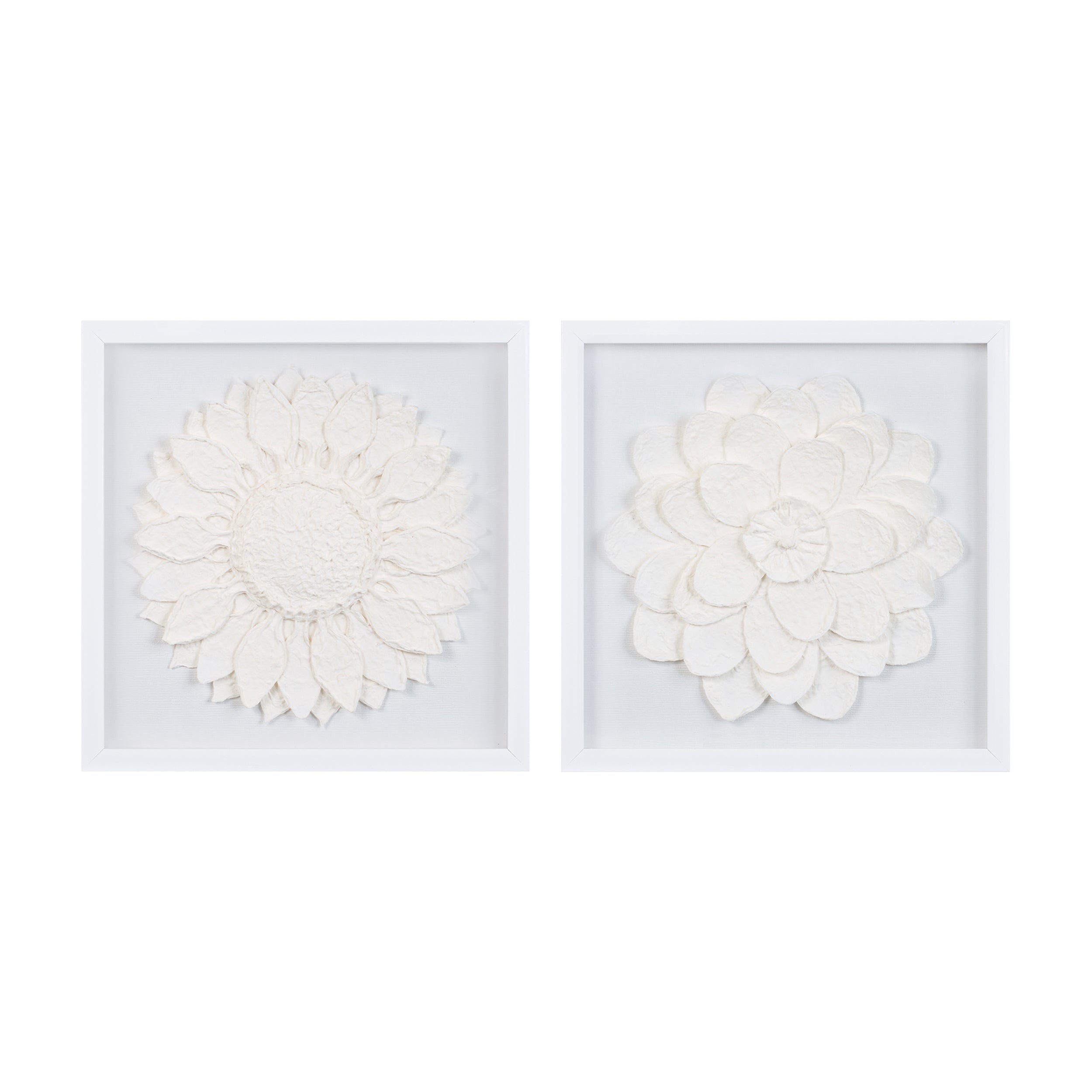Floral Plaque (2 Asst) 16”SQ Paper/Wood/Glass