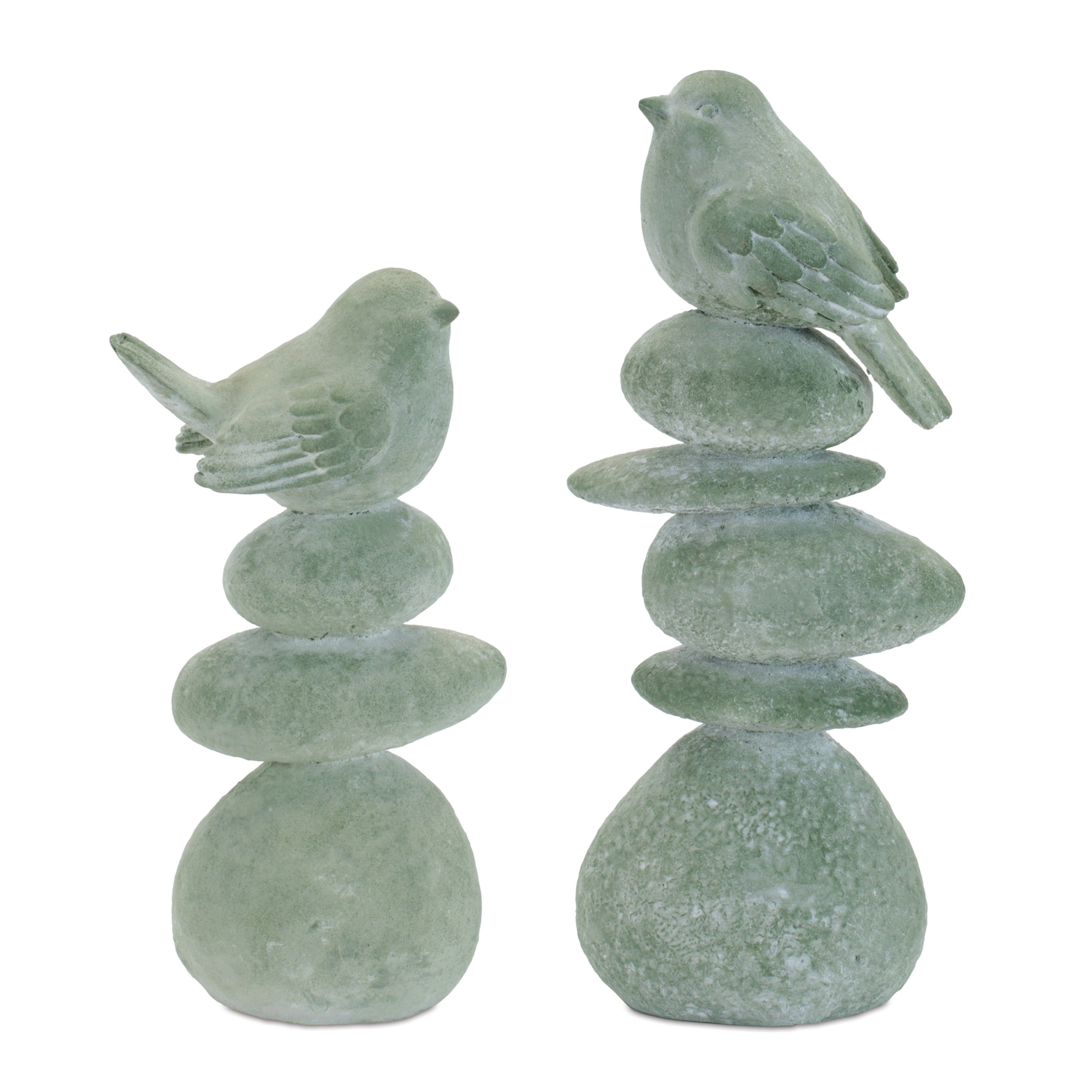 Bird on Rocks (Set of 2) 8.25"H, 10.25"H Resin