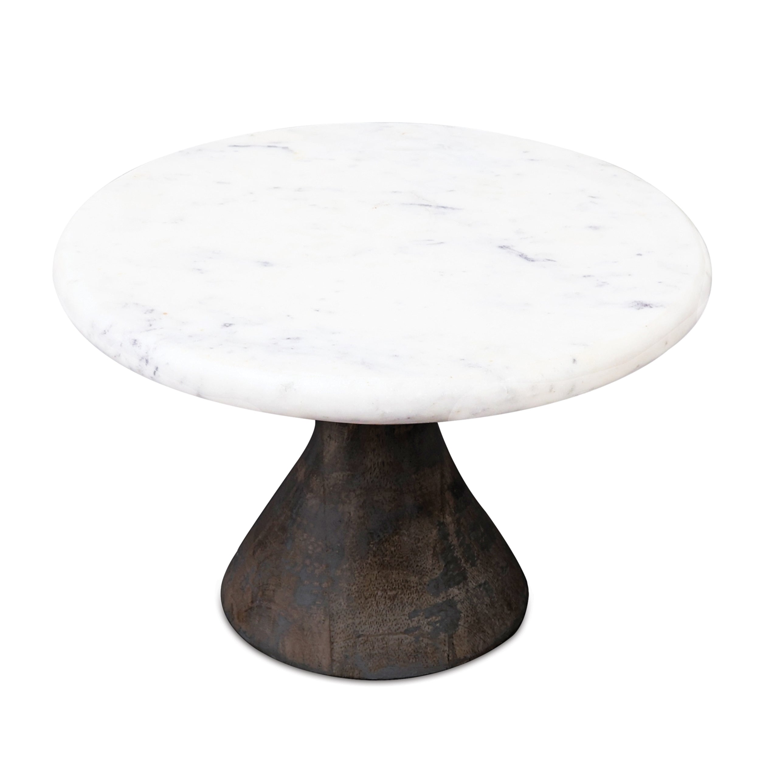 Pedestal Tray 8"D x 6"H Marble/Wood