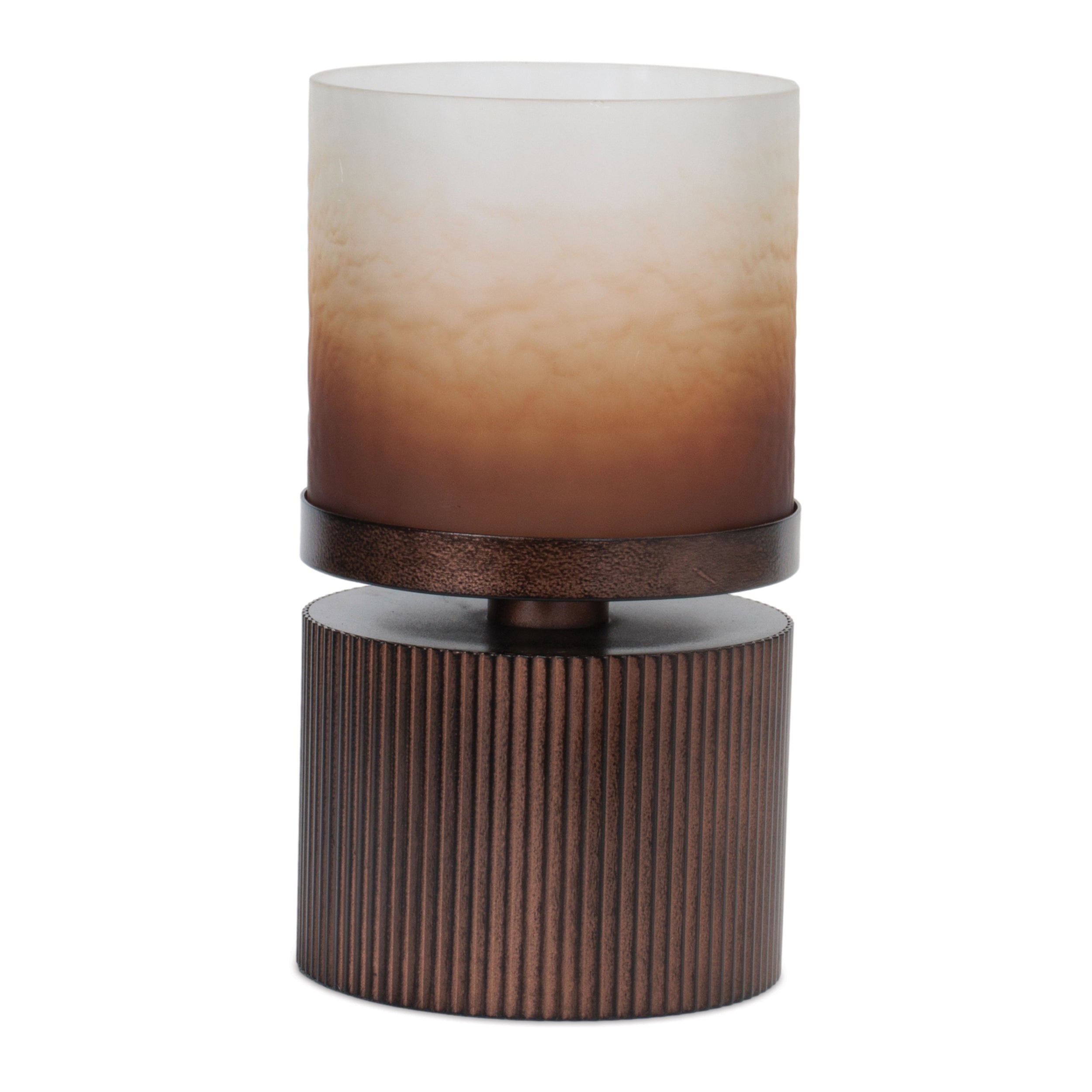 Candle Holder 6"D x 11.25"H Iron/Glass