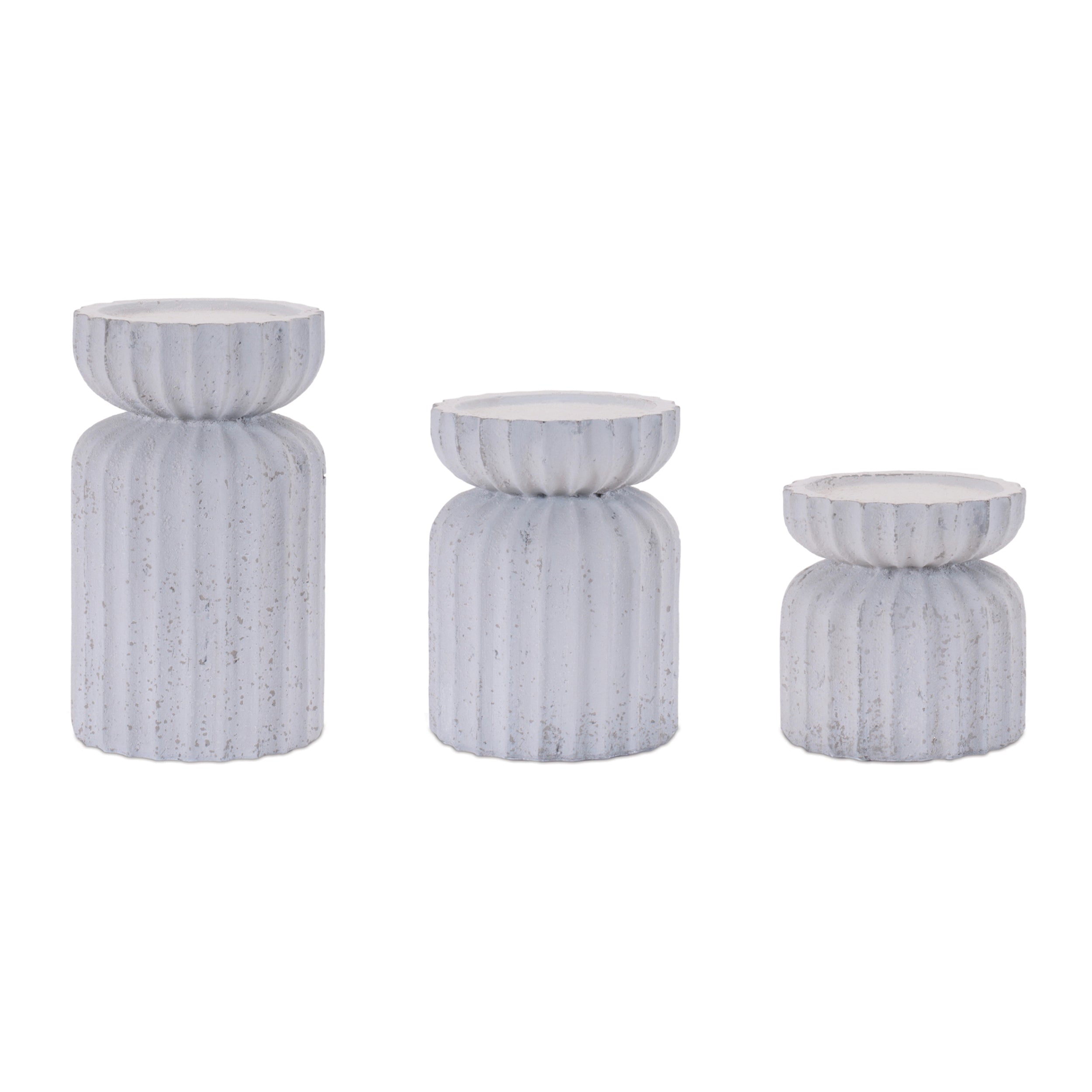 Candle Holder (Set of 3) 3.75"D x 4.25"H, 4"D x 5.75"H, 4.25"D x 7"H Resin