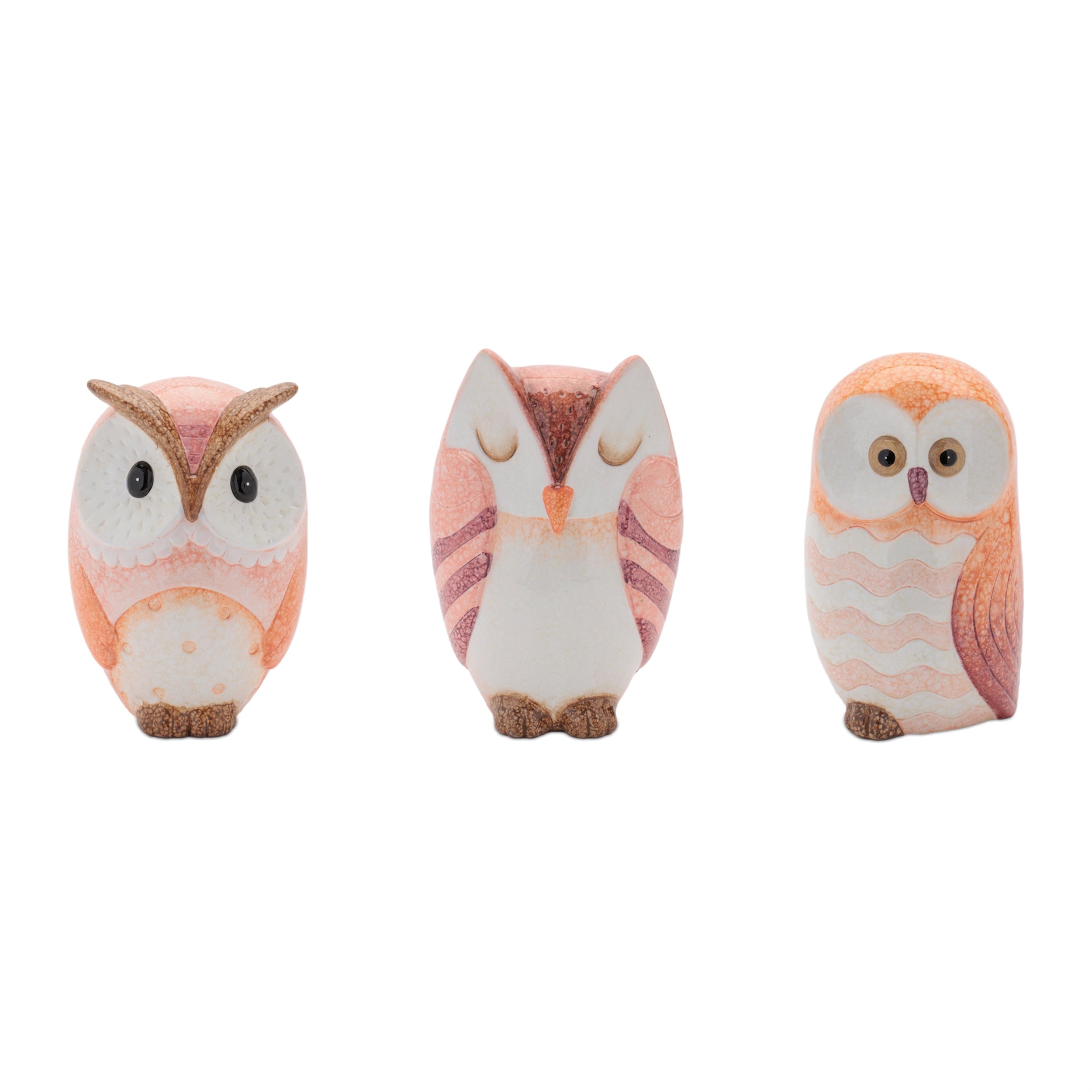 Owl (3 Asst) 6.75"H, 7"H, 7.25"H Terra Cotta