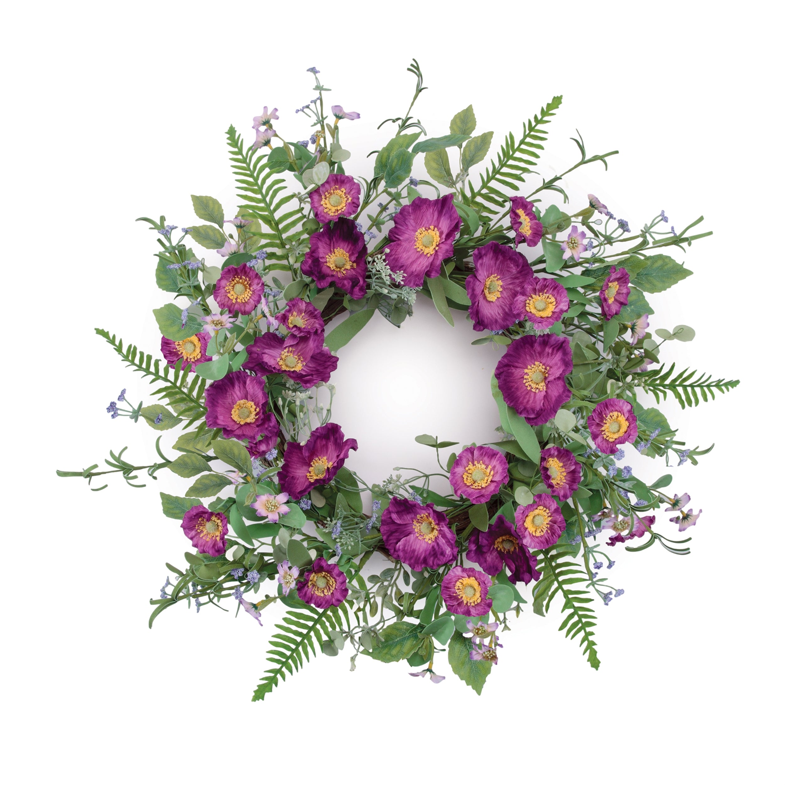 Mixed Poppy Wreath 22”D EVA/Polyester