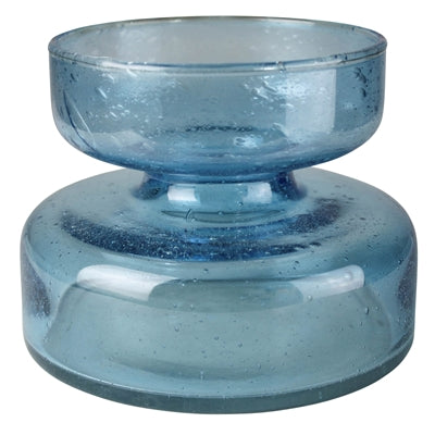 Seeded Glass Bulb Vase, Blue