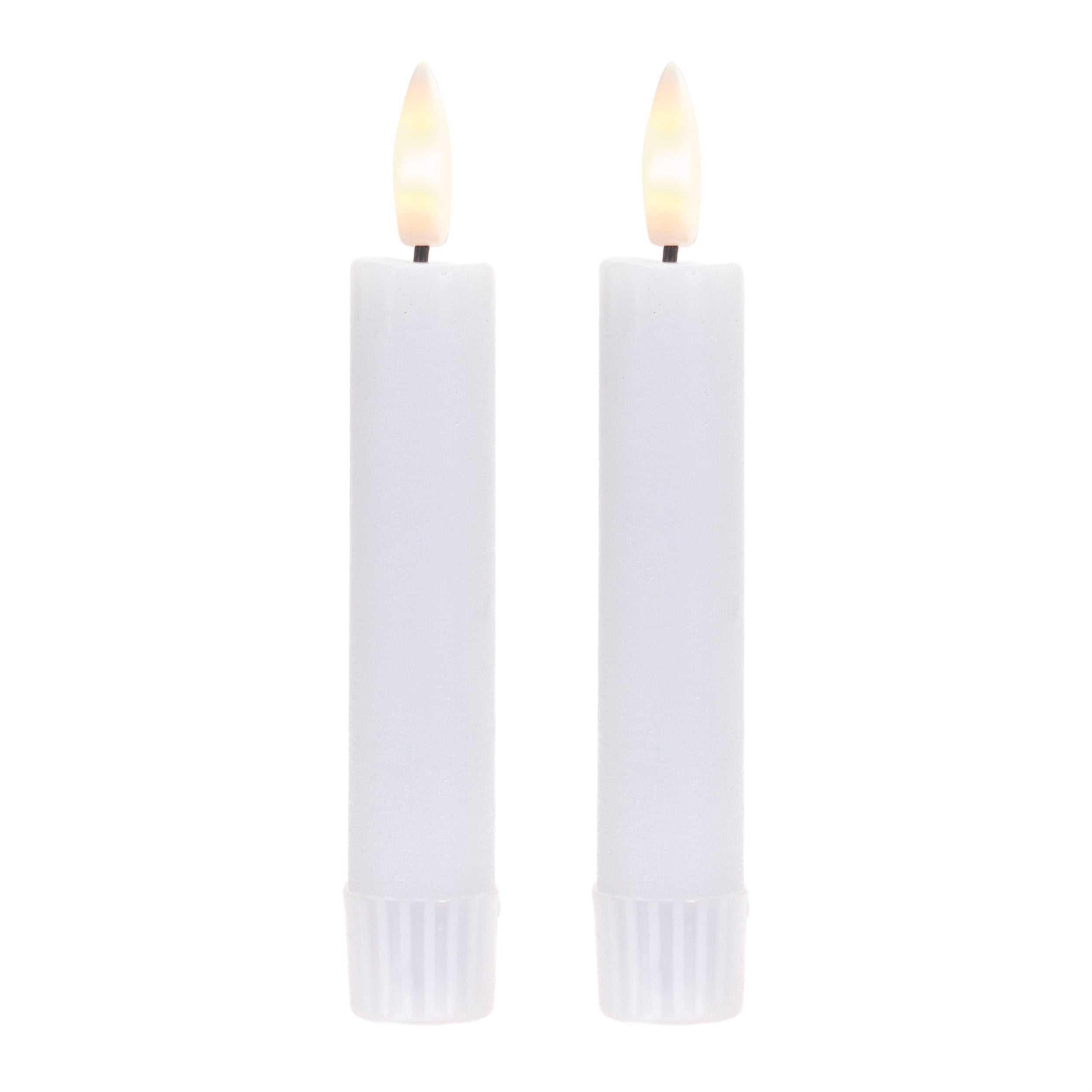 Taper Candle (Set of 2) WHITE 5”H Wax/ 1 AAA Battery Not Included