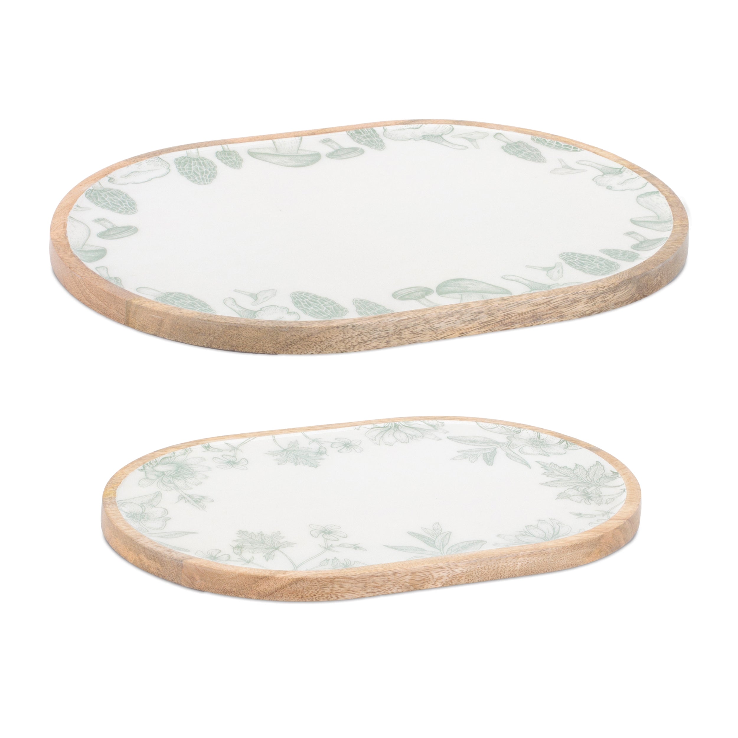 Tray (Set of 2) 12"L x 9"W, 14"L x 10"W Wood/Paper