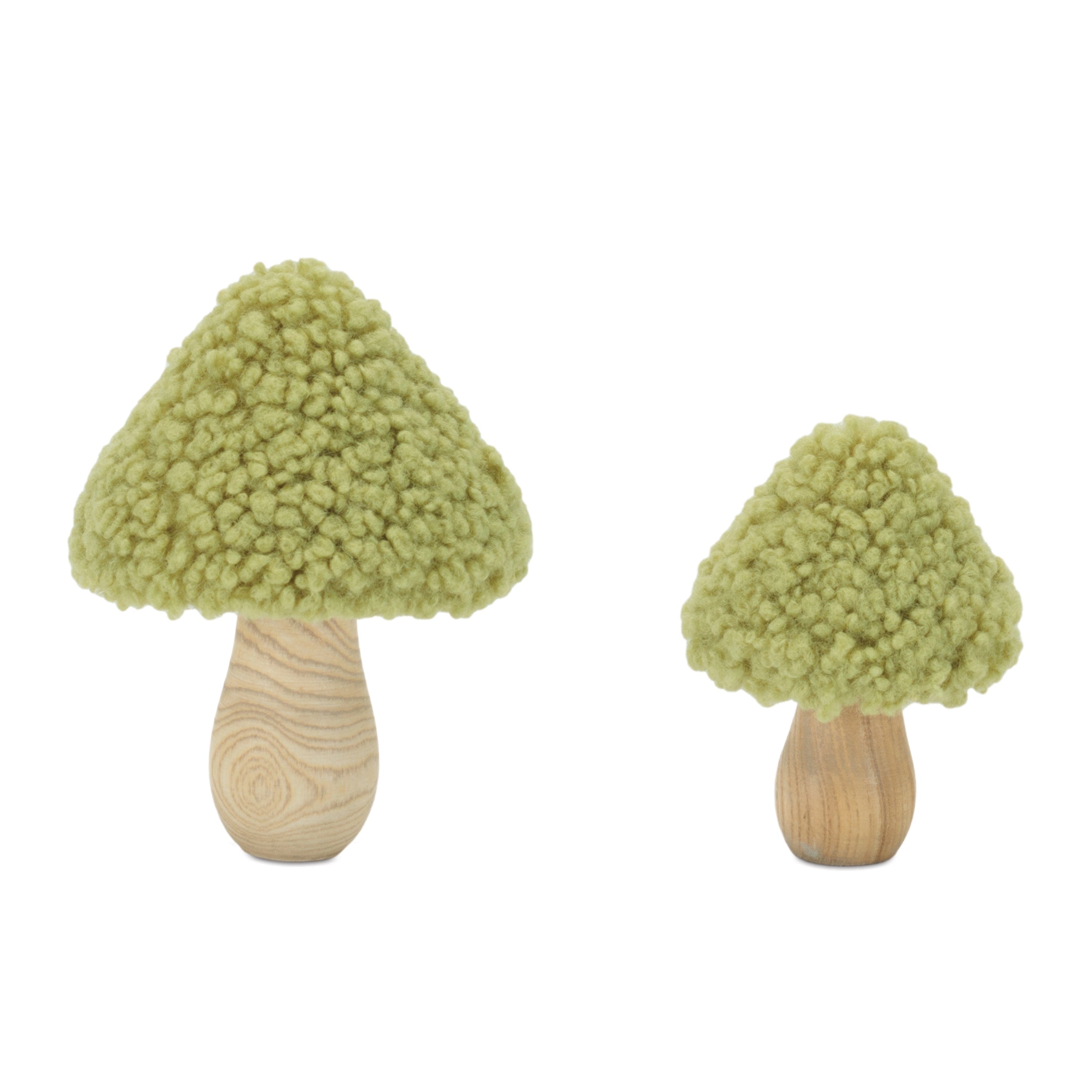 Mushroom (Set of 2) 4"H, 5.25"H Wood/Fabric