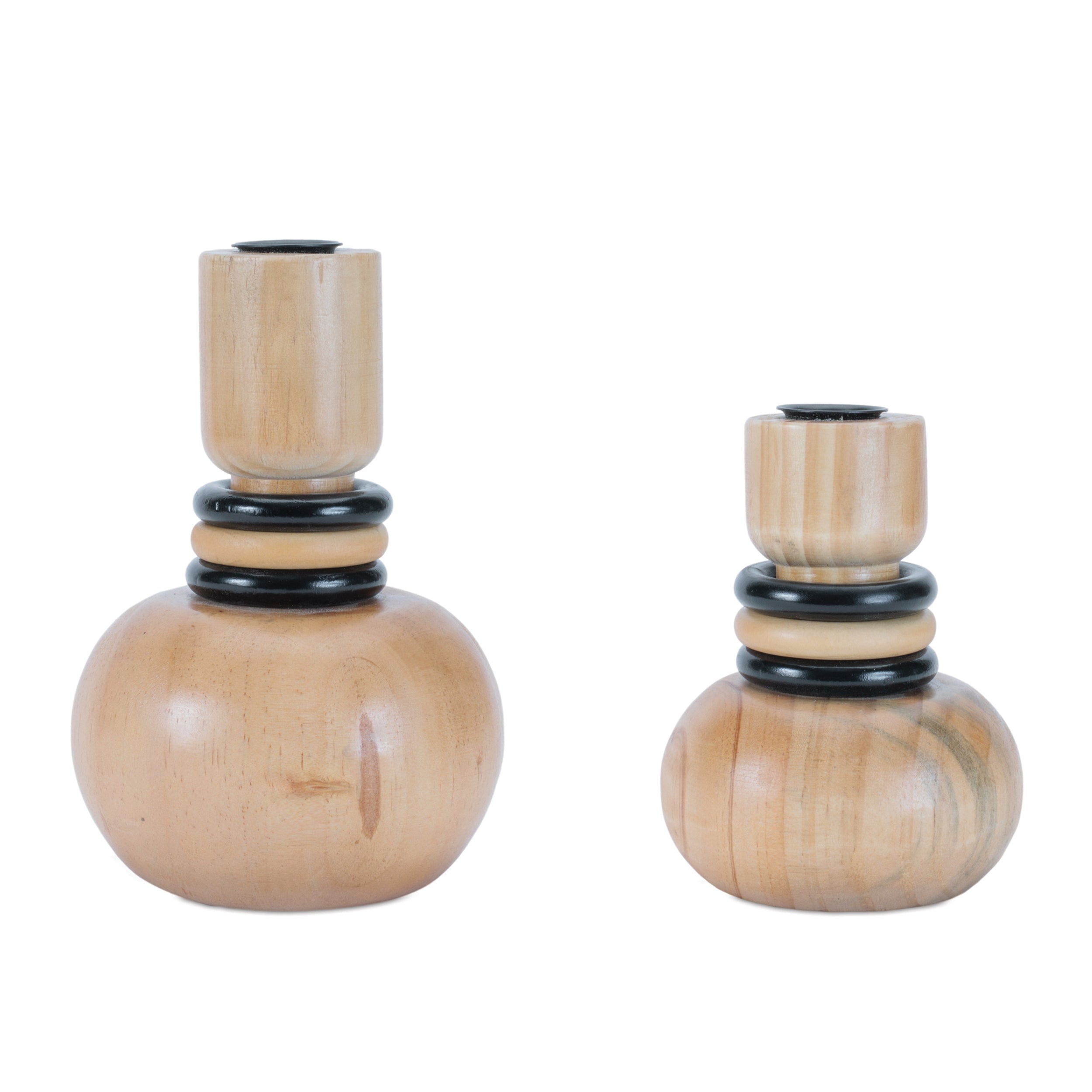 Taper Candle Holder (Set of 2) 5"H, 7"H Wood