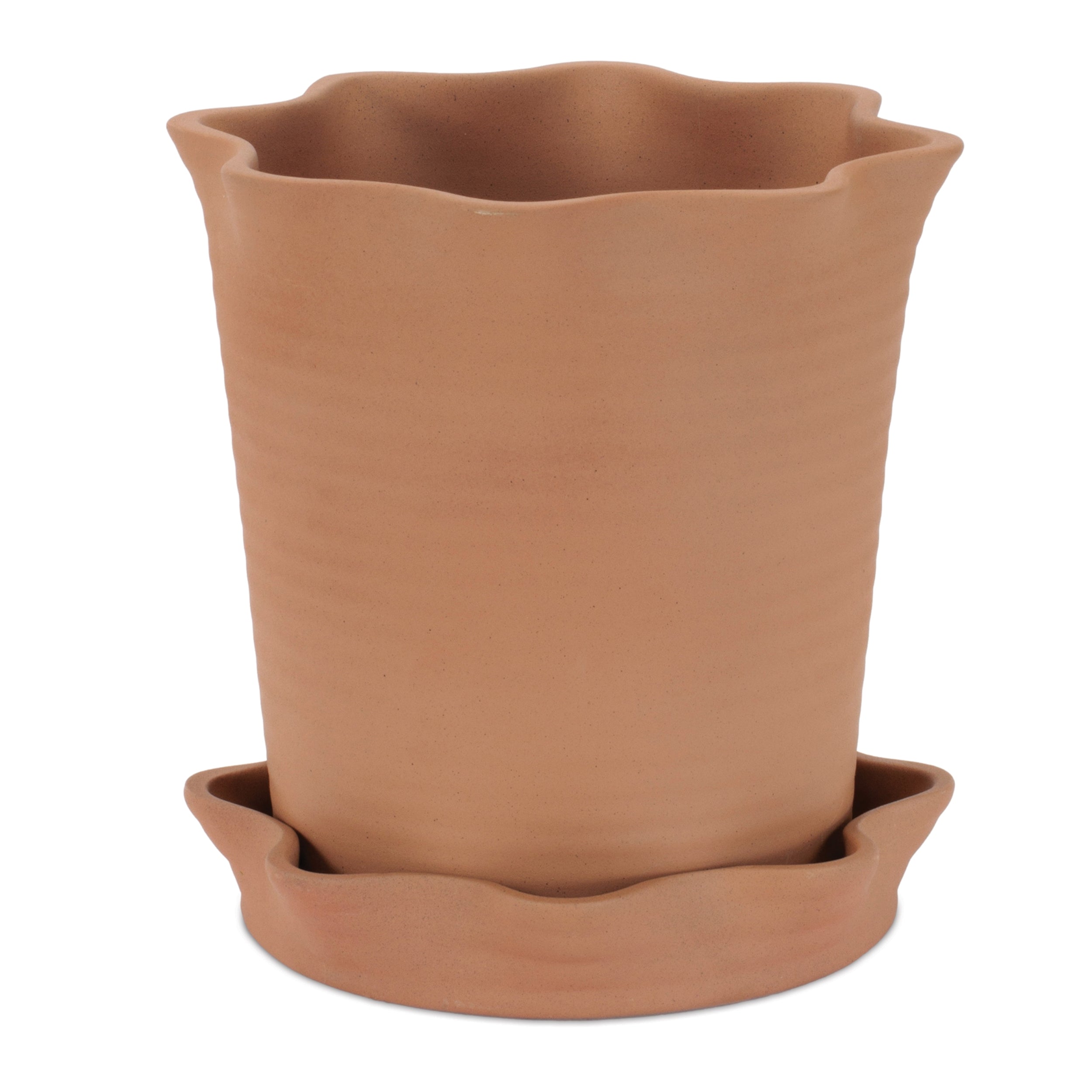 Container w/Saucer 7"D x 7.75"H Ceramic