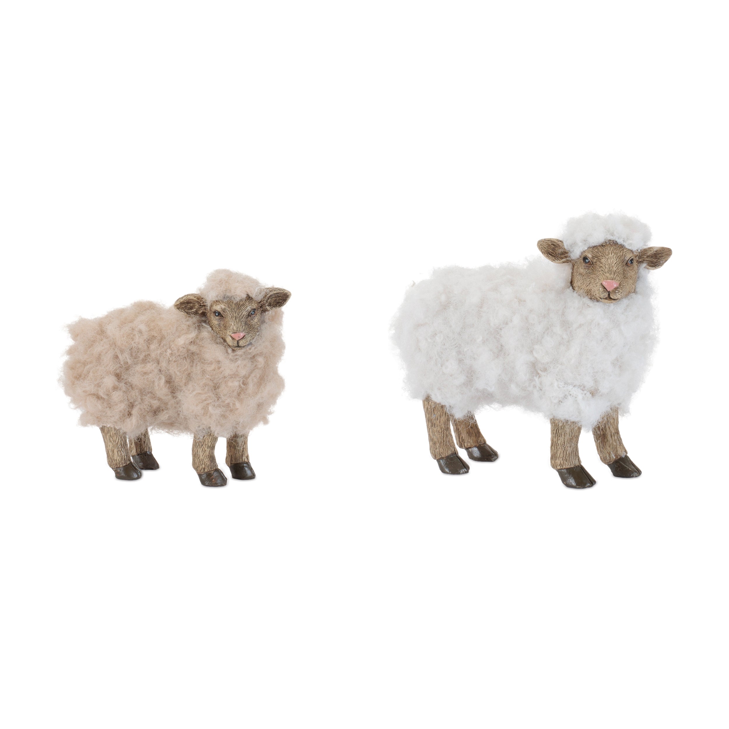 Sheep (Set of 2) 4"H, 4.5"H Resin/Faux Fur