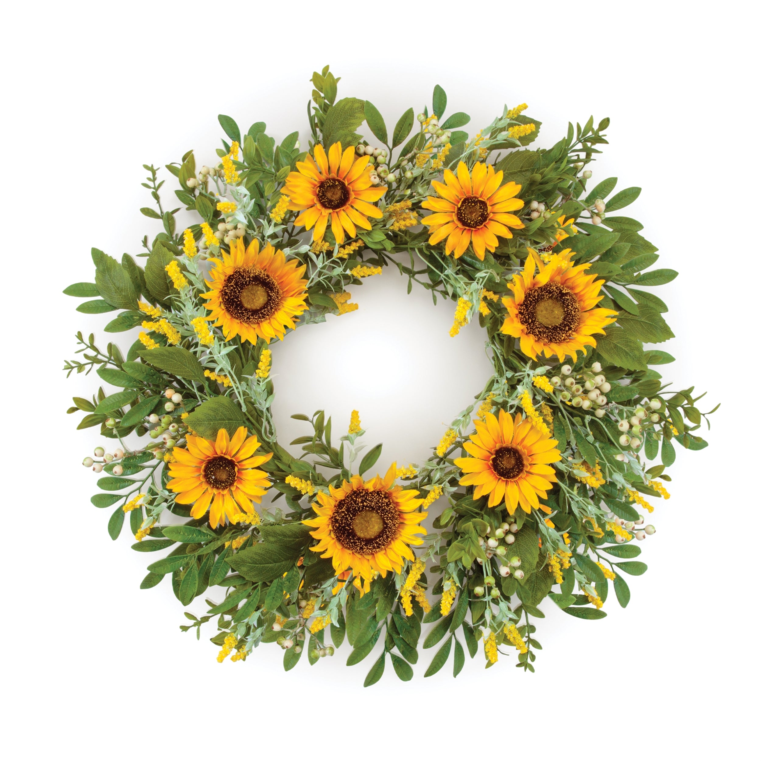 Mixed Sunflower Wreath 22"D Faux Floral Materials