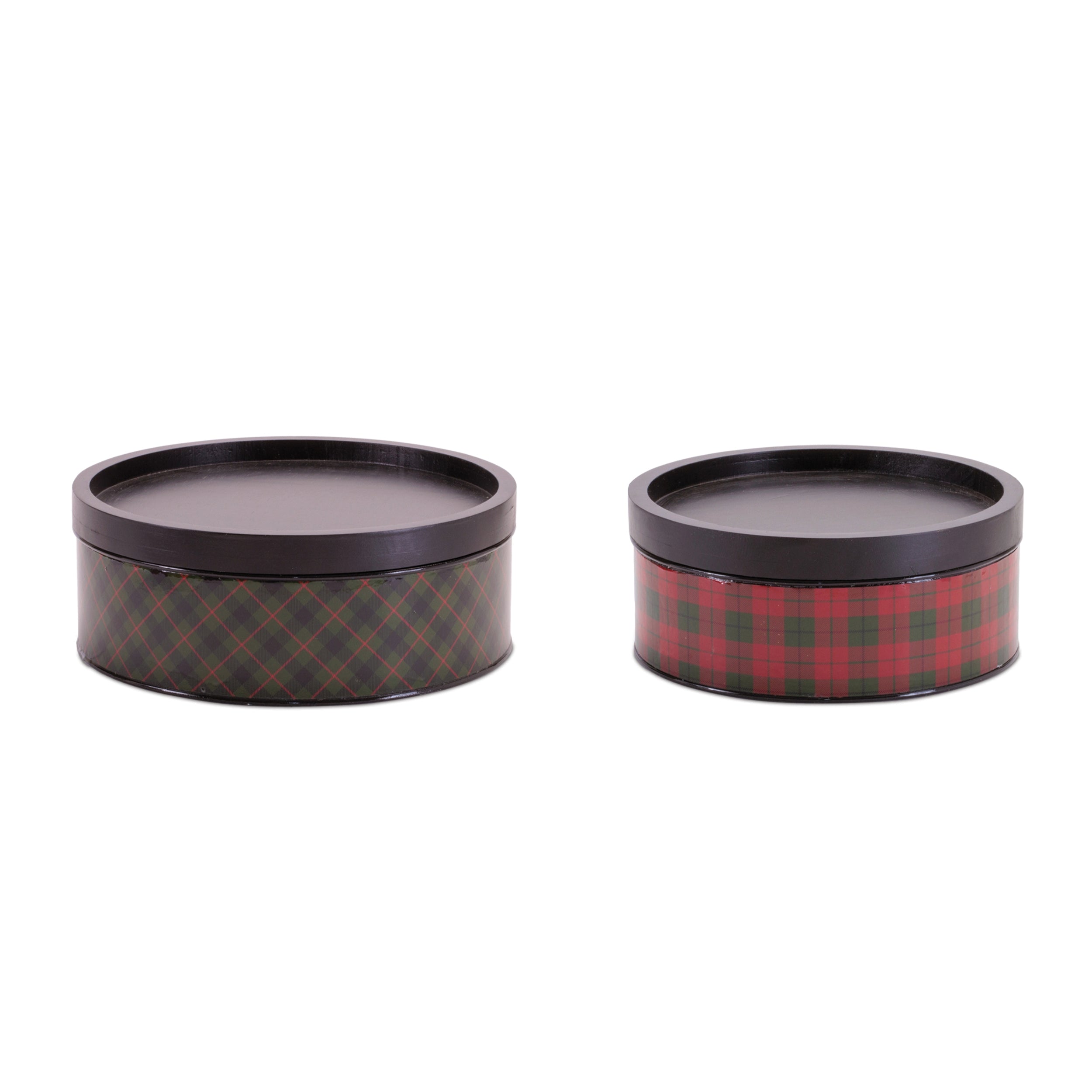 Canister (Set of 2) 9"D x 3.75"H, 11"D x 4"H Iron/Wood