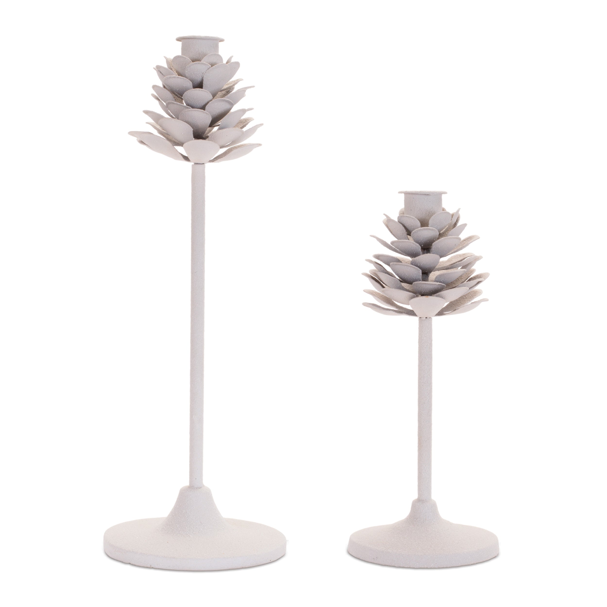 Pine Cone Taper Candle Holder (Set of 2) 8.75"H, 12.5"H Metal