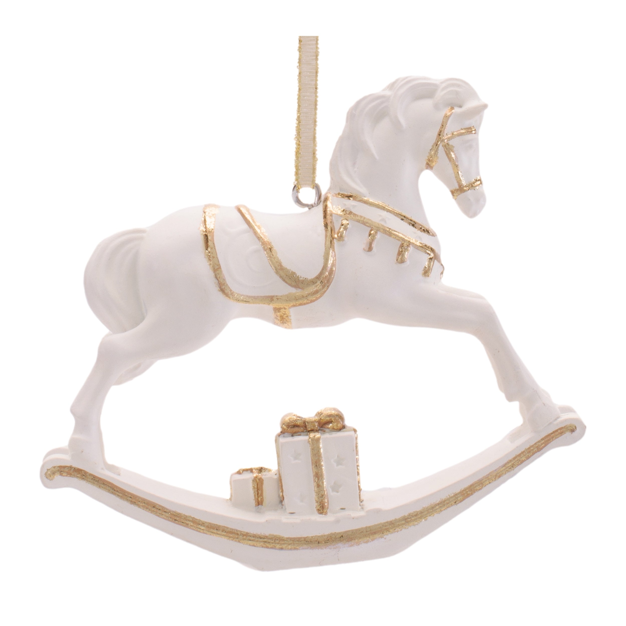 Rocking Horse Ornament 4"L x 3.25"H Resin
