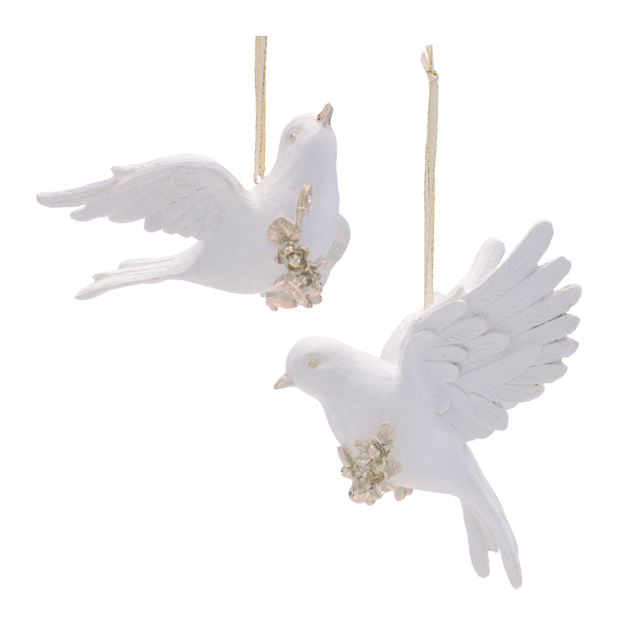 Dove Ornament (2 set of) 4"H, 5"H Resin