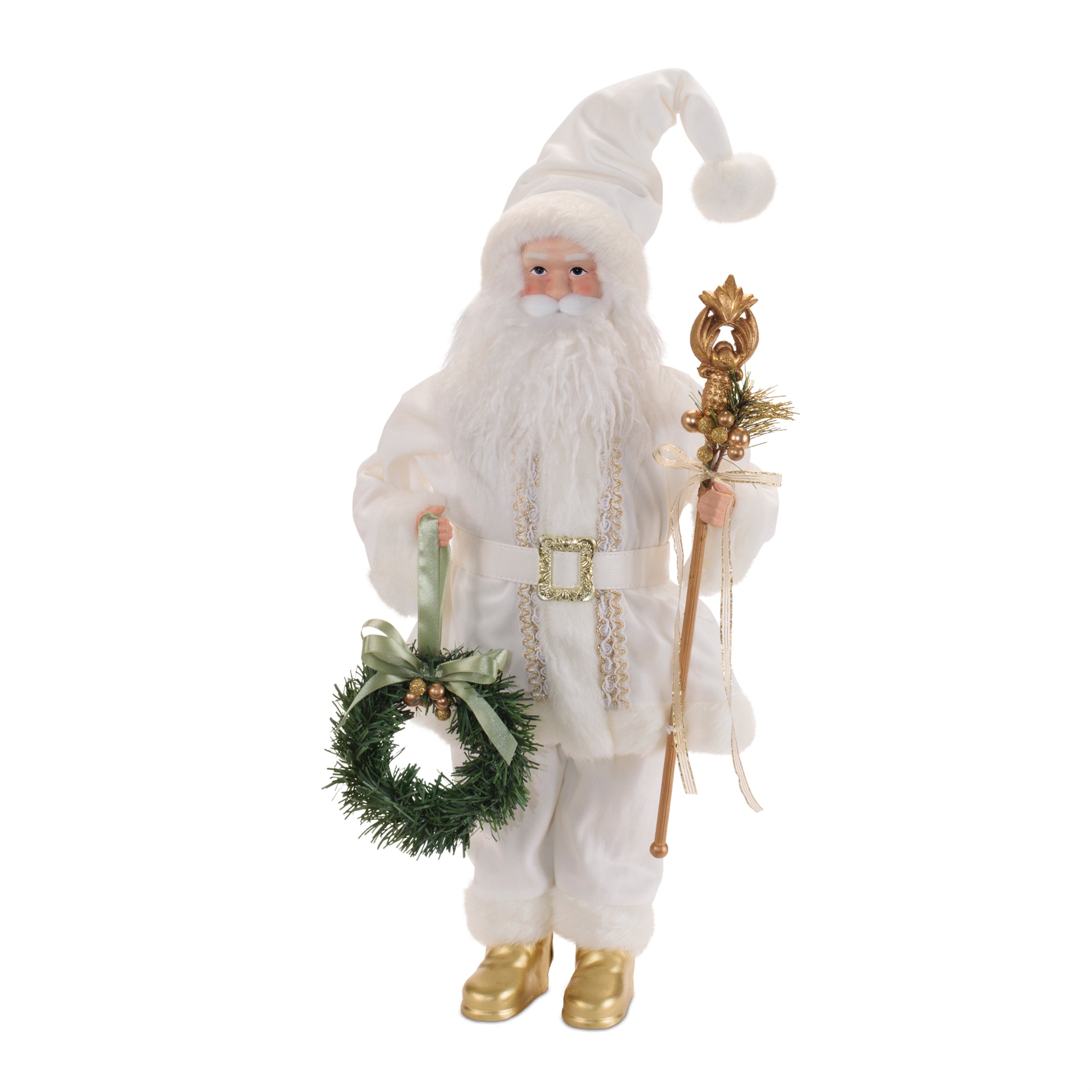 Santa w/Wreath 20.5”H Fabric/