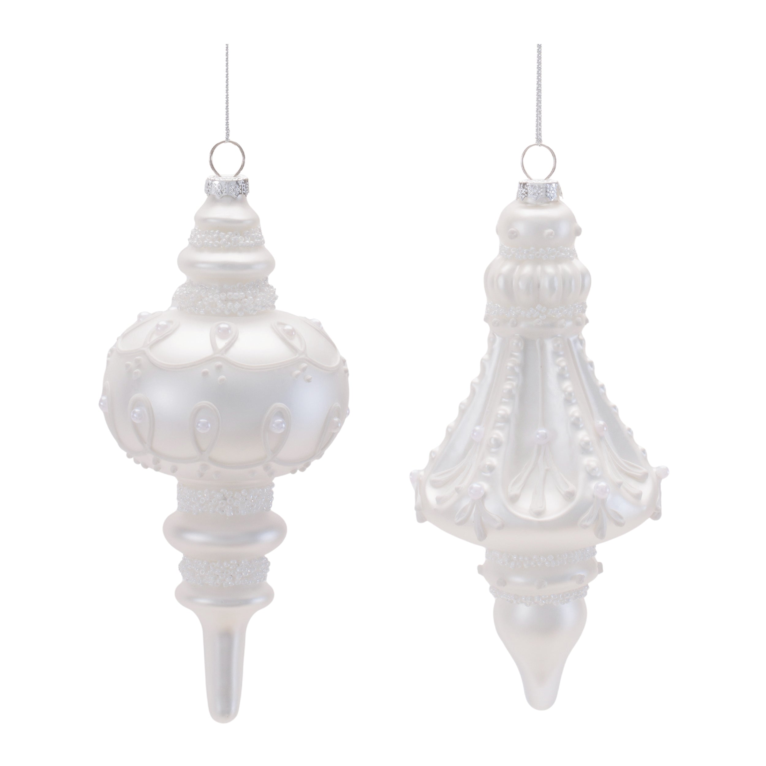 Finial Ornament (2 set of) 6”H Glass