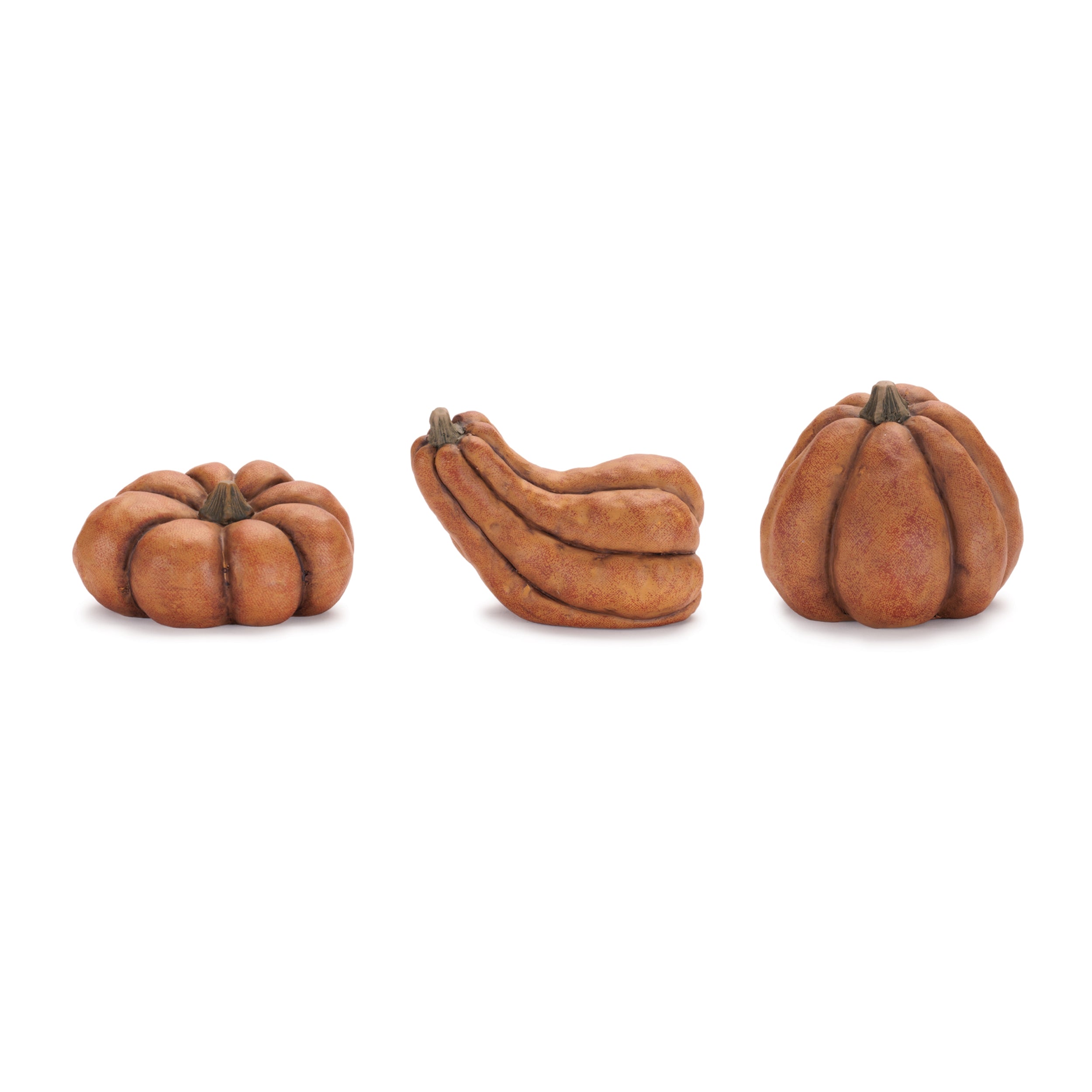 Pumpkin (3 set of) 3"H, 4.25"H, 4.5"H Terra Cotta