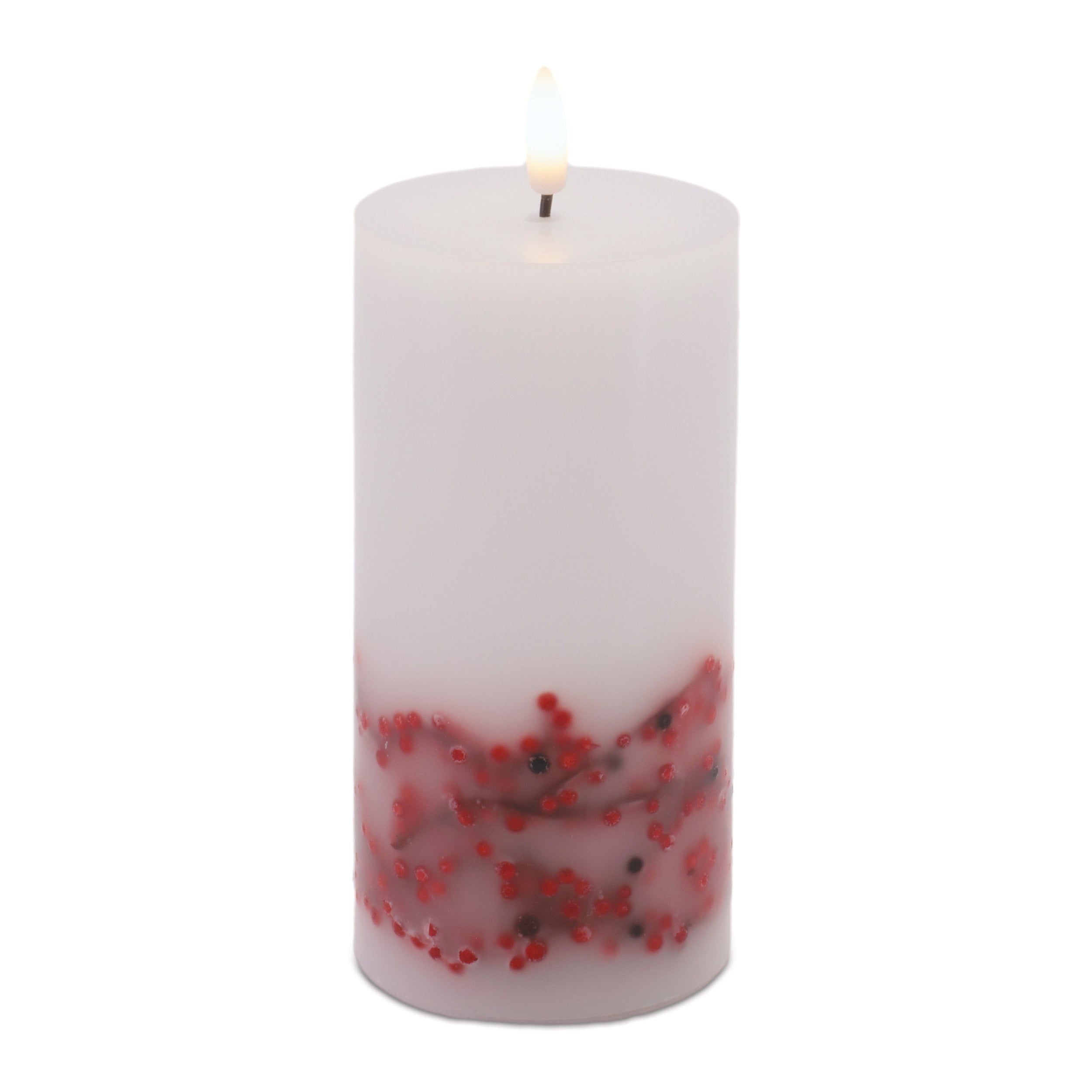 Candle w/Berry 3"D x 6"H Wax/ 4 & 8 Hr Timer 2 C Batteries Not Included