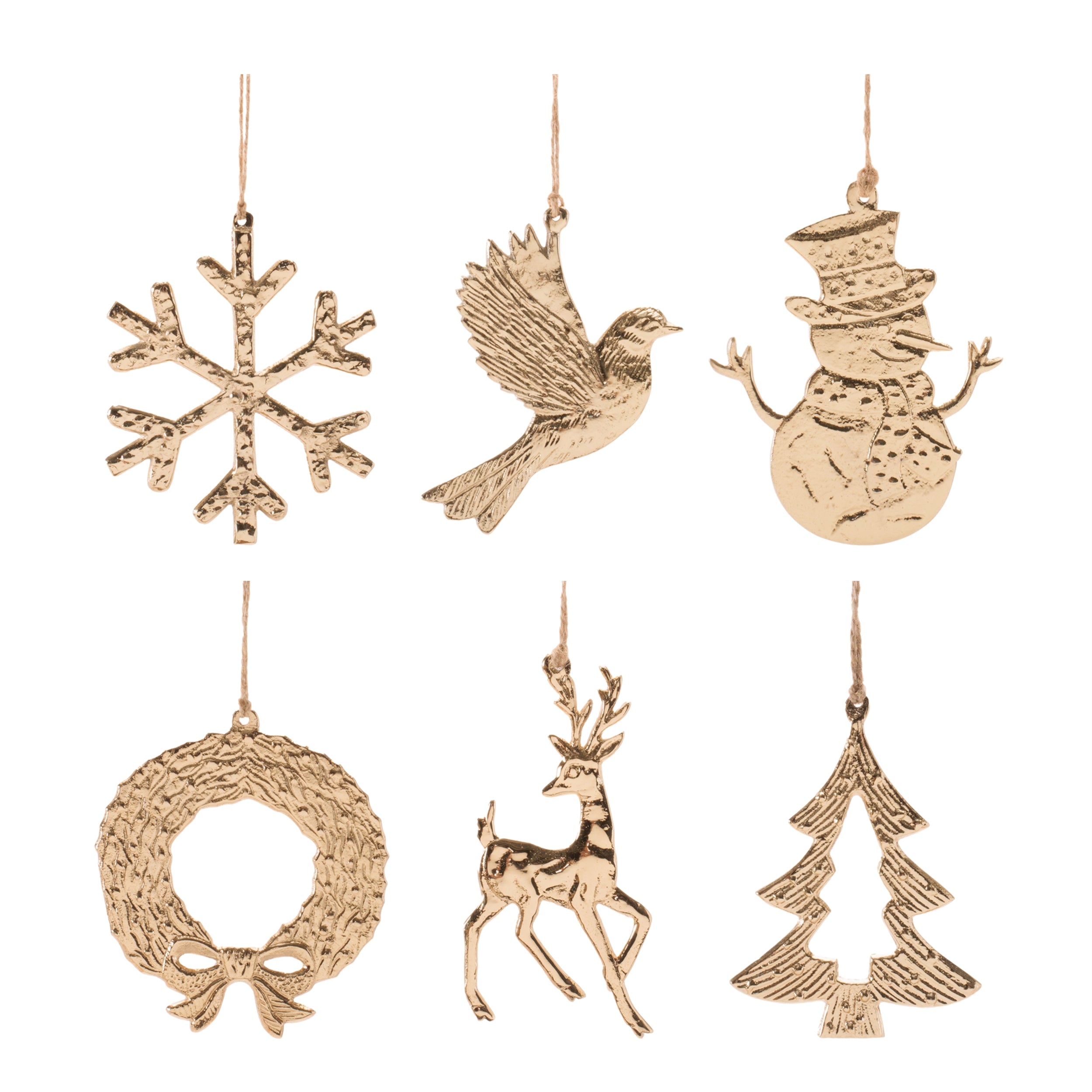 Ornament Assortment (Box of 6) 2.75"H - 4"H Aluminum