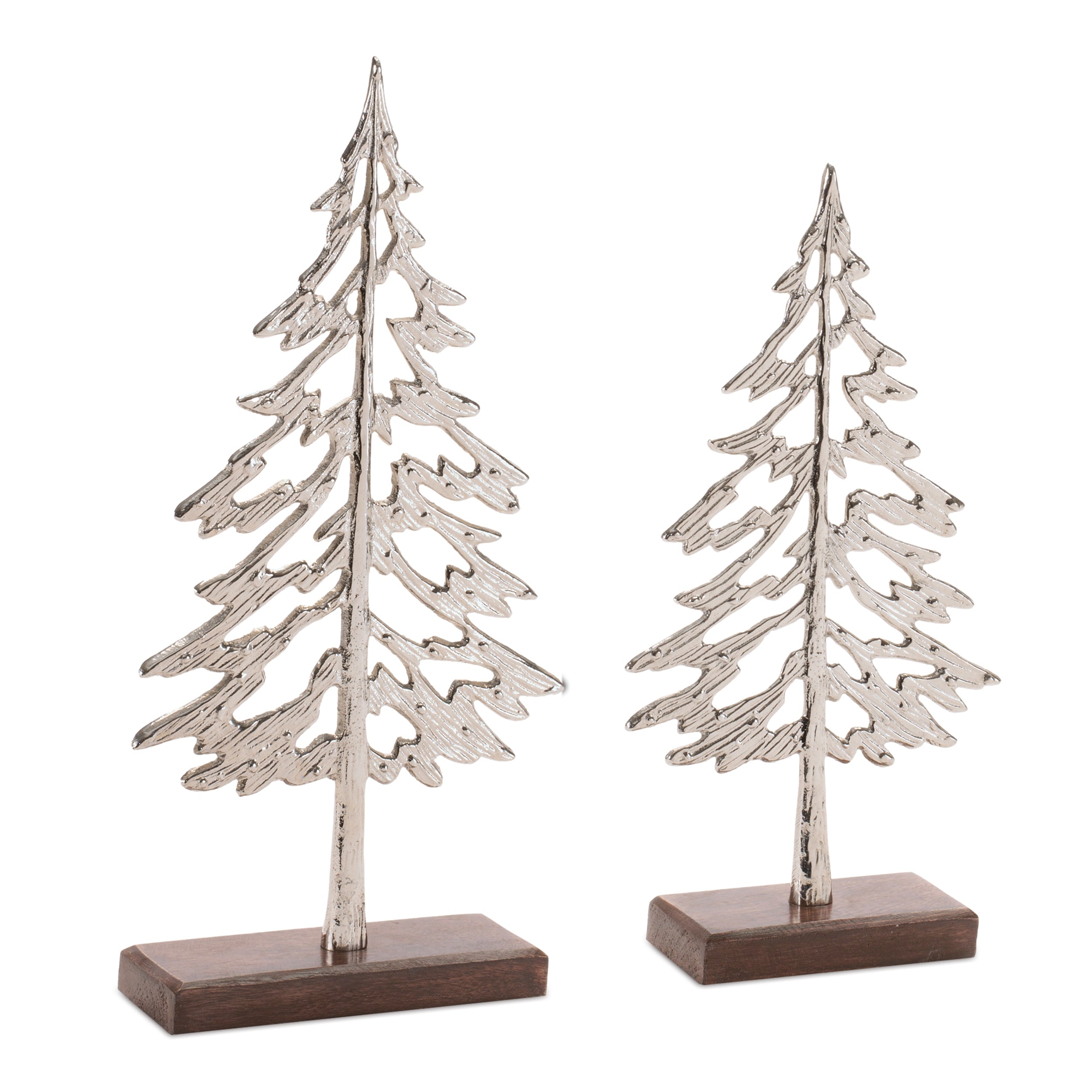 Tree (Set of 2) 10.75"H, 12.5"H Aluminum/Wood
