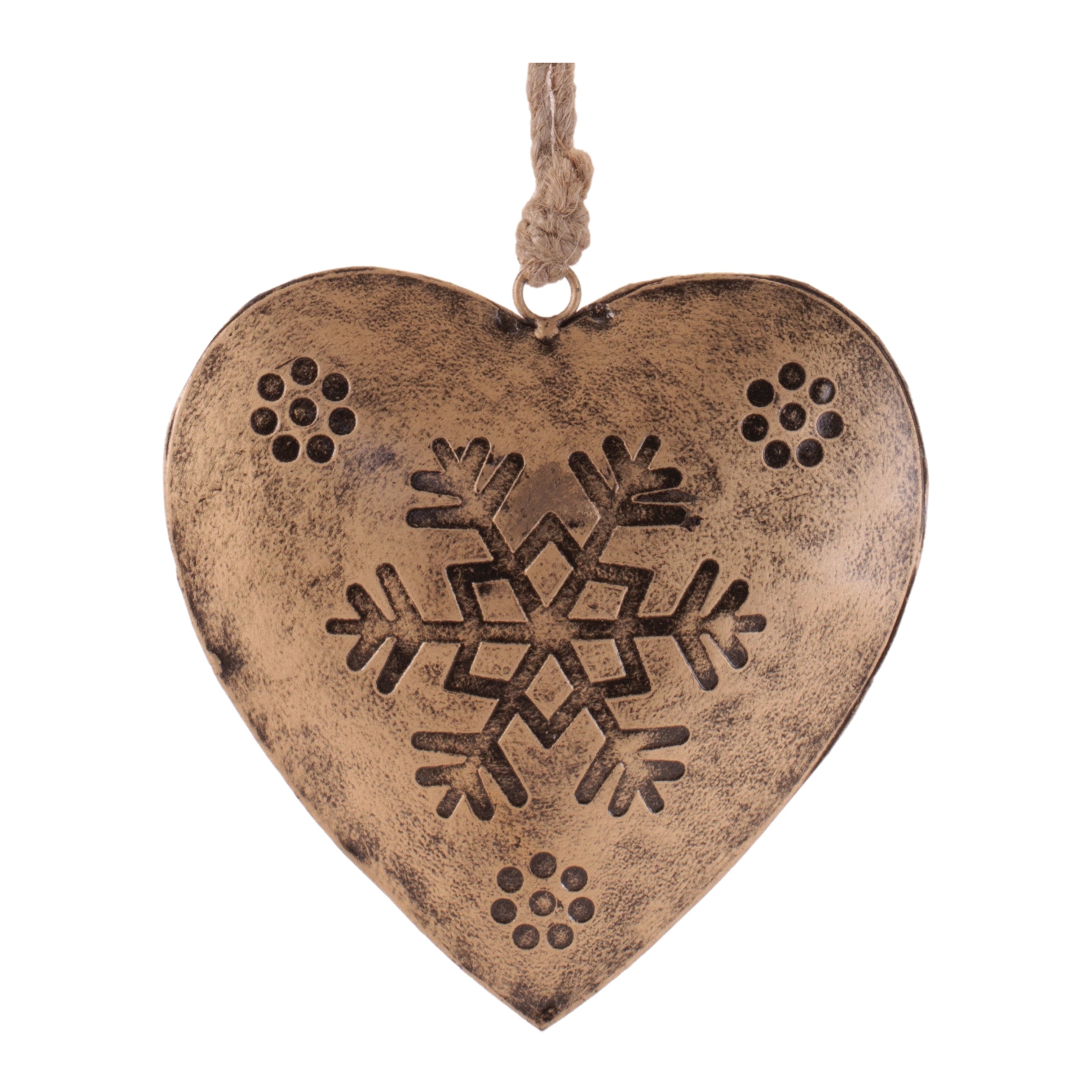 Heart Ornament 4.5”H Iron/Jute
