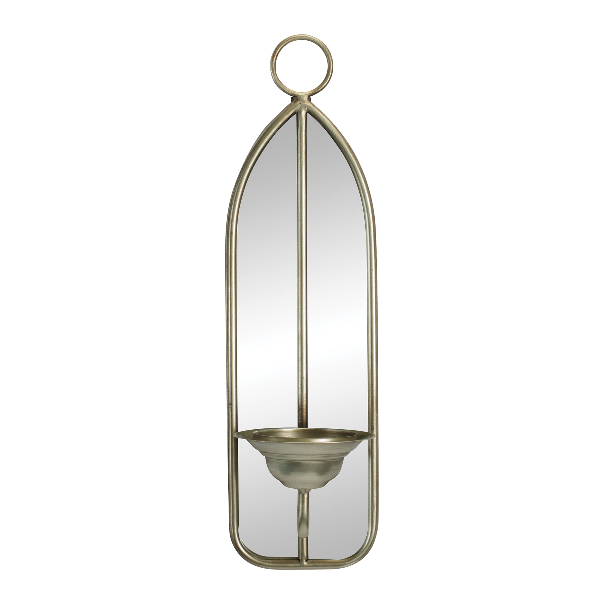 Wall Sconce w/Mirror 17”H Iron