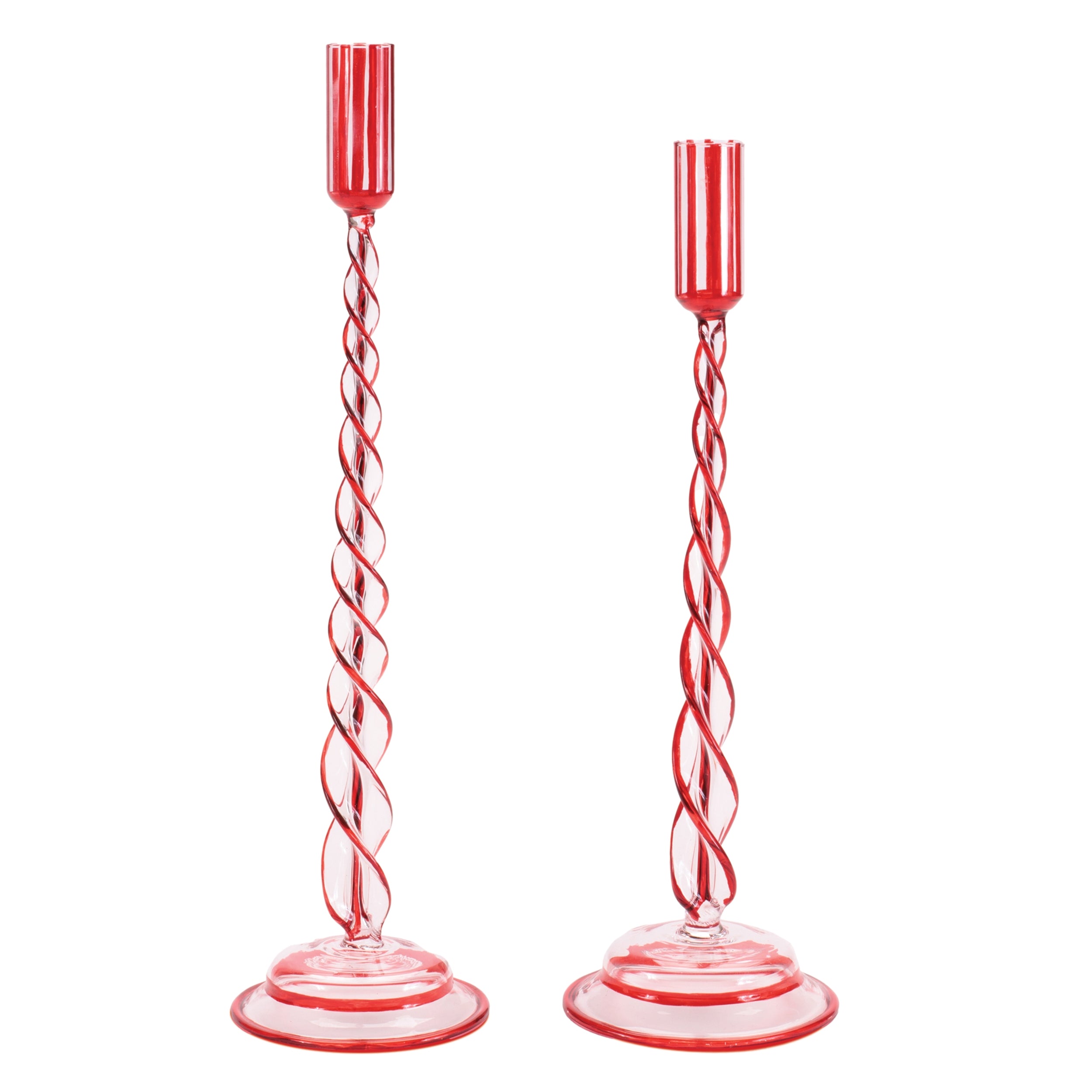 Taper Candle Holder (Set of 2) 12.5"H, 14.25"H Glass