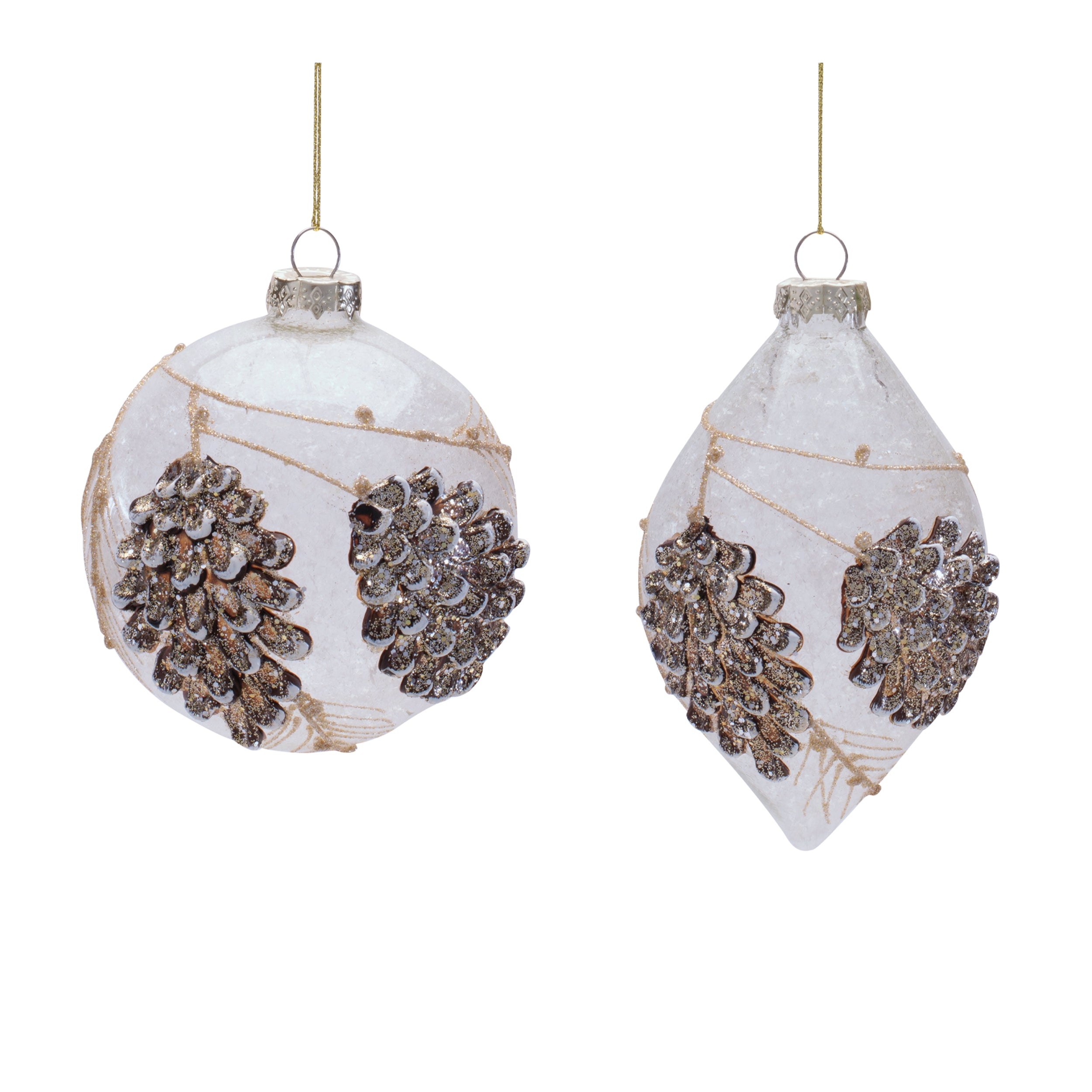Ornament (2 set of) 4"D, 4.5"H Glass