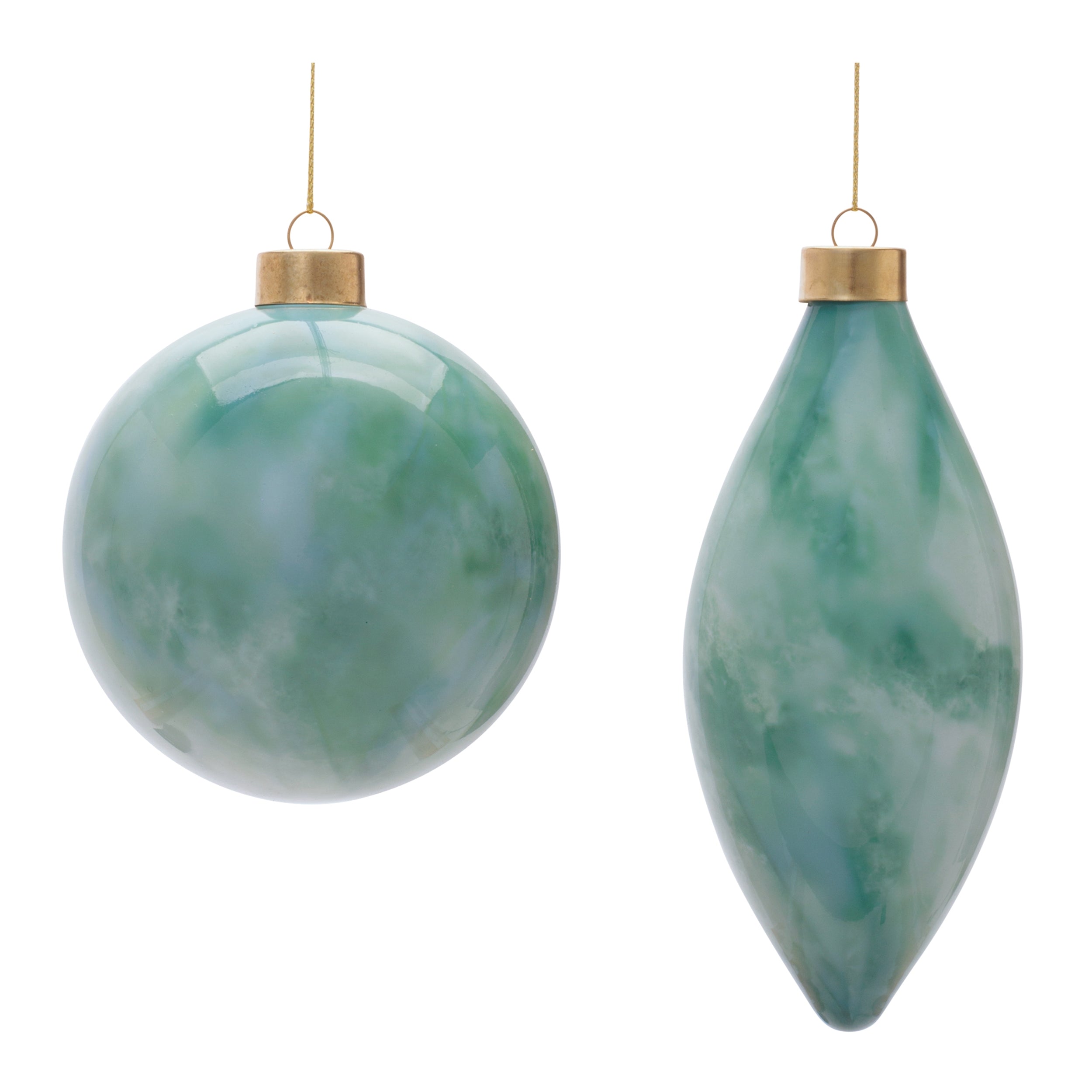 Ornament (2 set of) 4"D, 6"H Glass