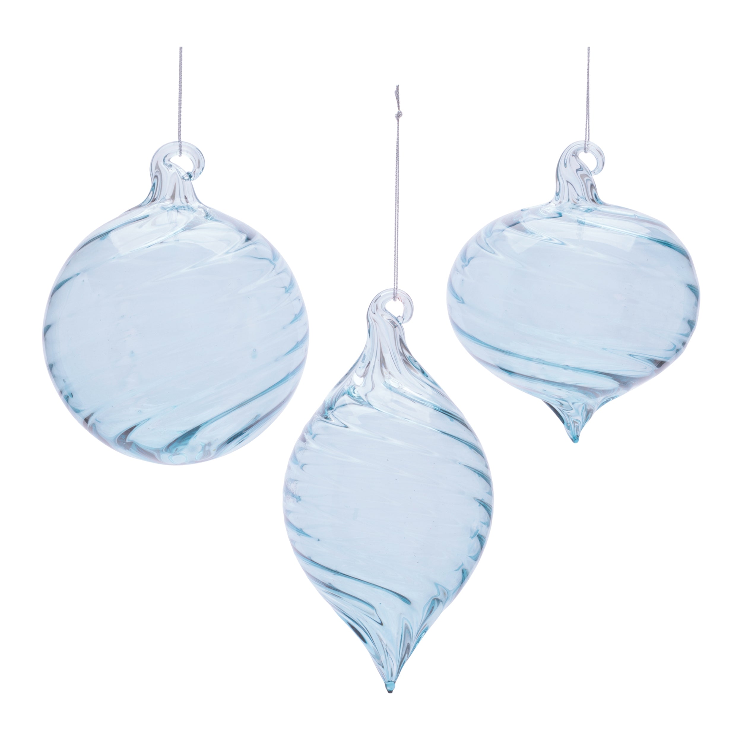Ornament (3 set of) 4"D, 3.5"H, 4.5"H Glass