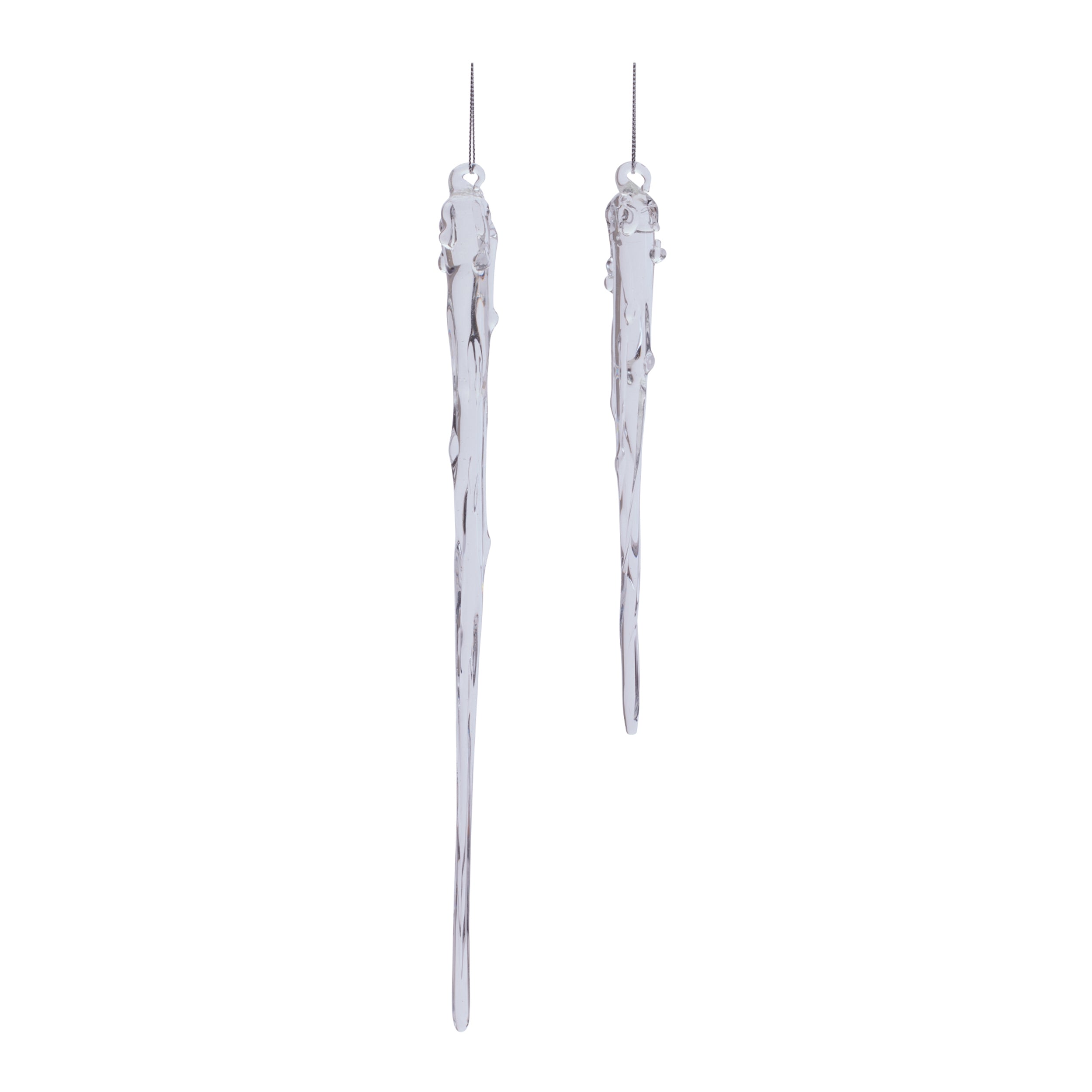 Icicle Ornament (Set of 2) 7.75"H, 11.5"H Glass