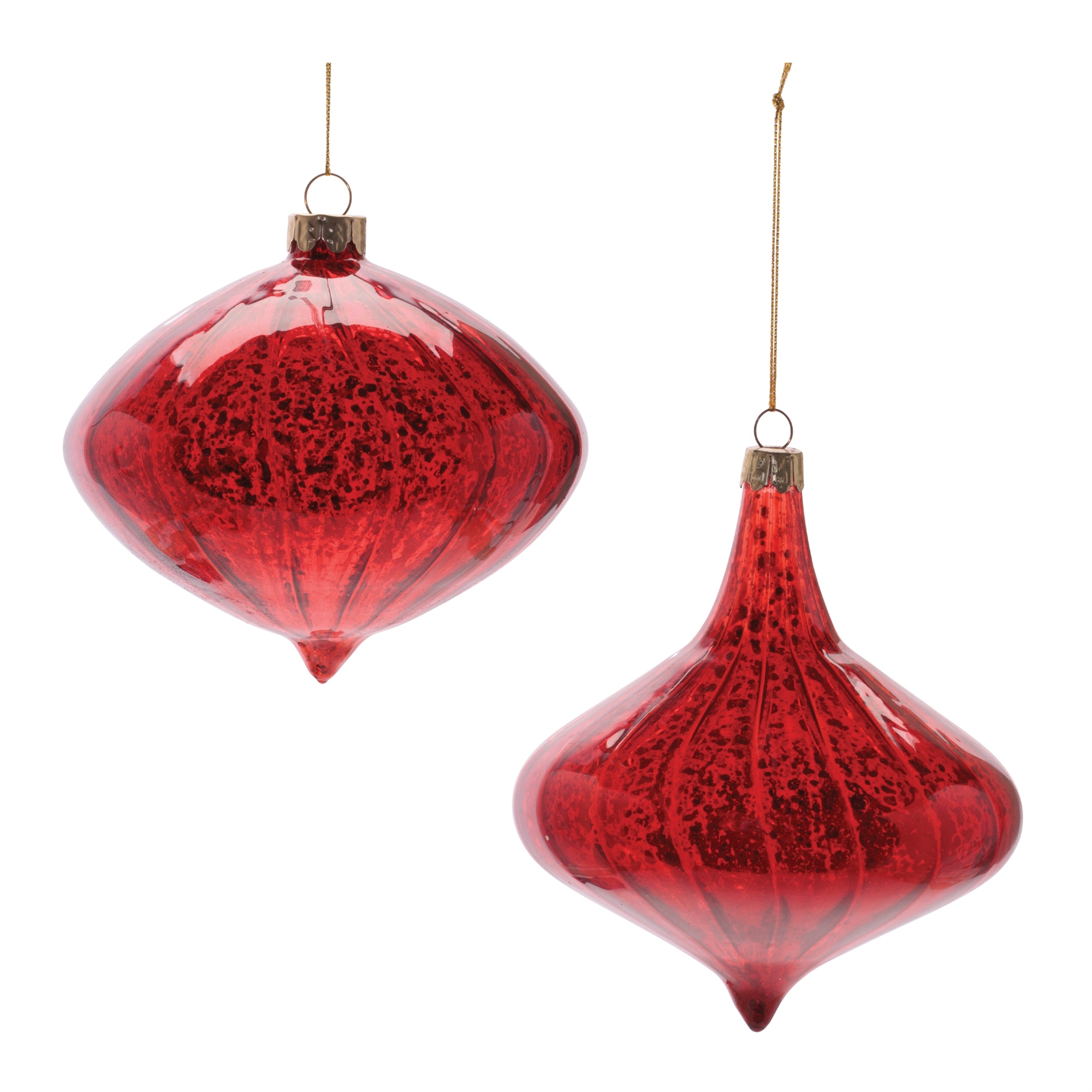 Ornament (2 set of) 4"H, 4.5"H Glass