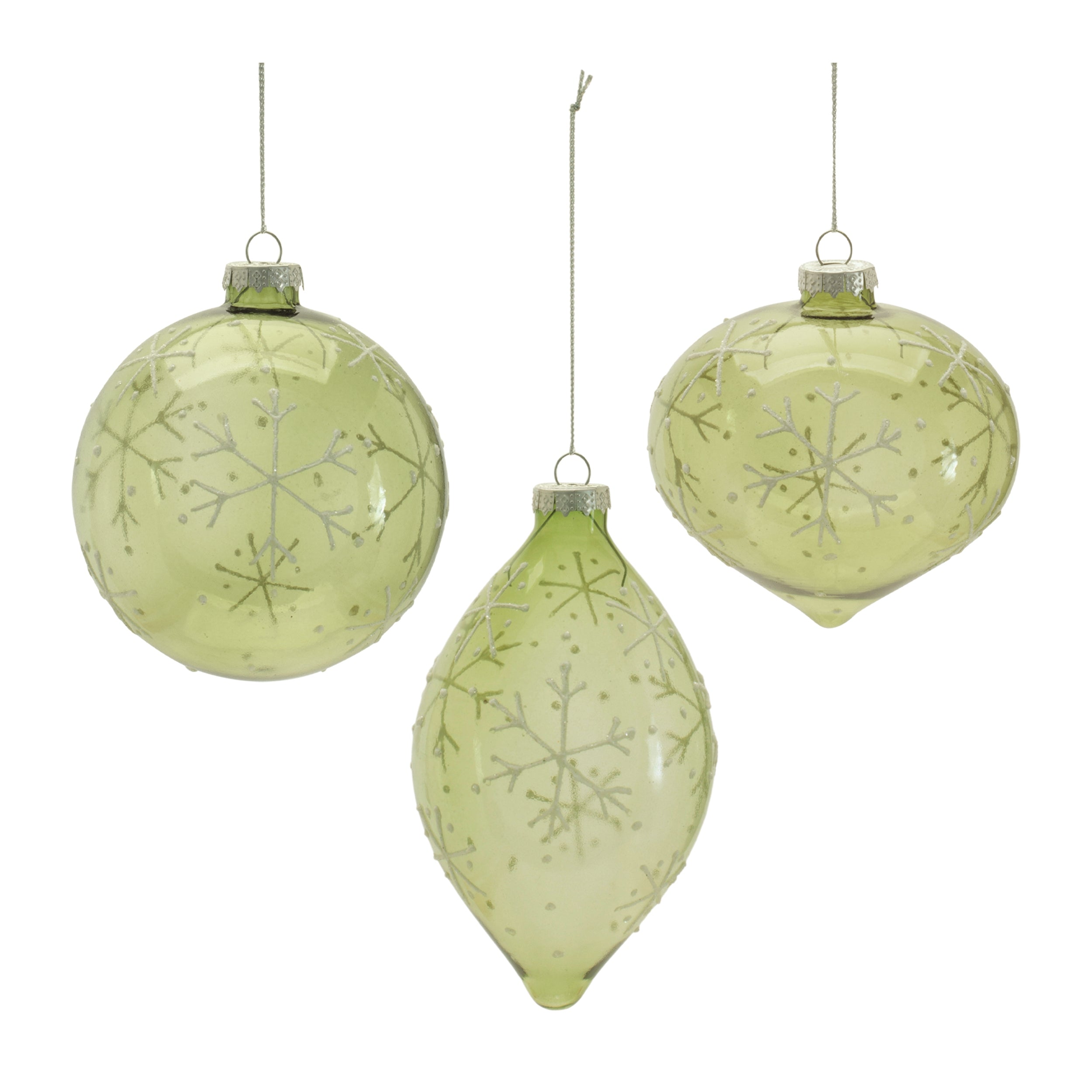 Ornament (3 set of) 4"D, 4"H, 5"H Glass