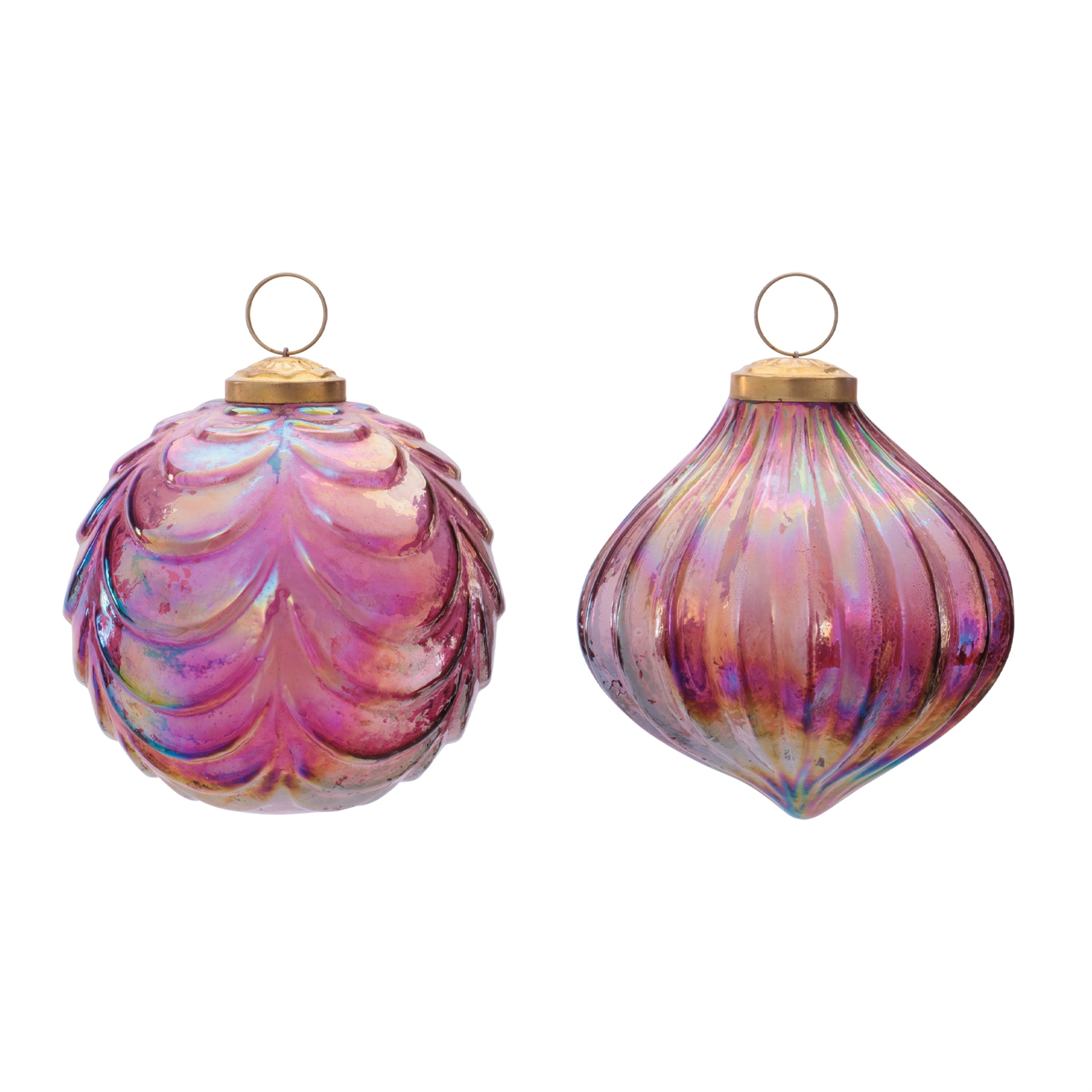Ornament (2 set of) 4"D, 4.25"H Glass