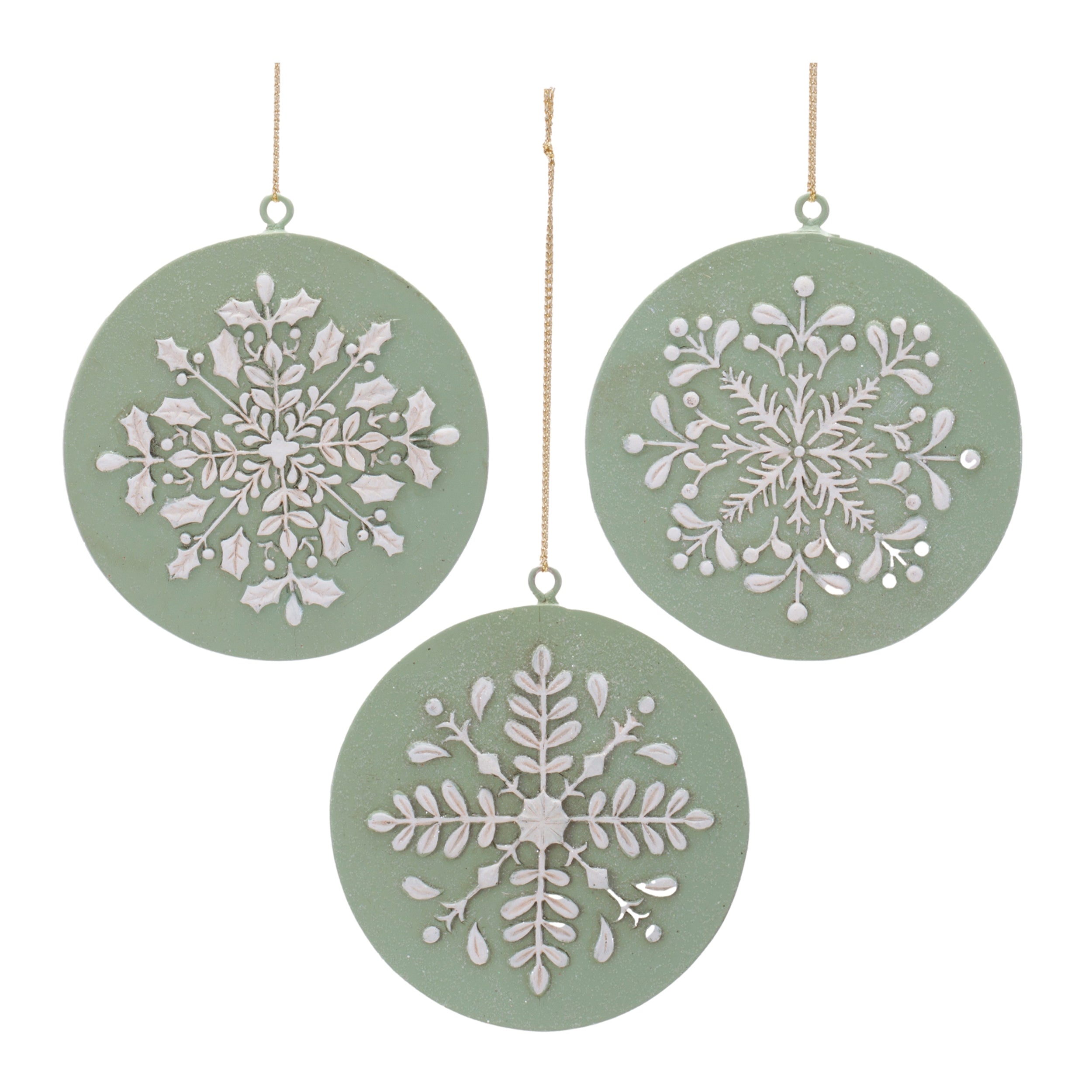 Disc Ornament (3 set of) 3.5”H Resin