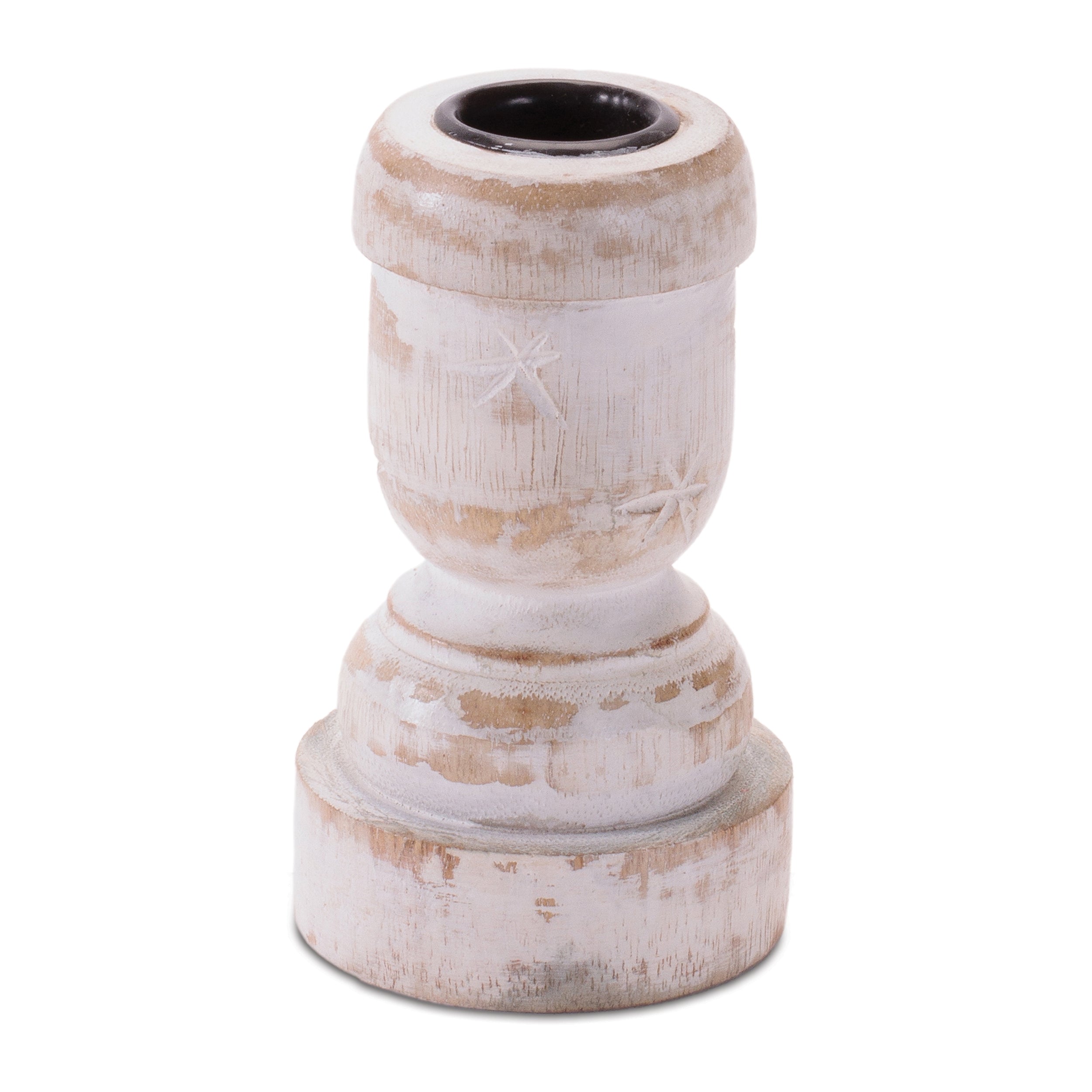 Taper Candle Holder 4”H Wood